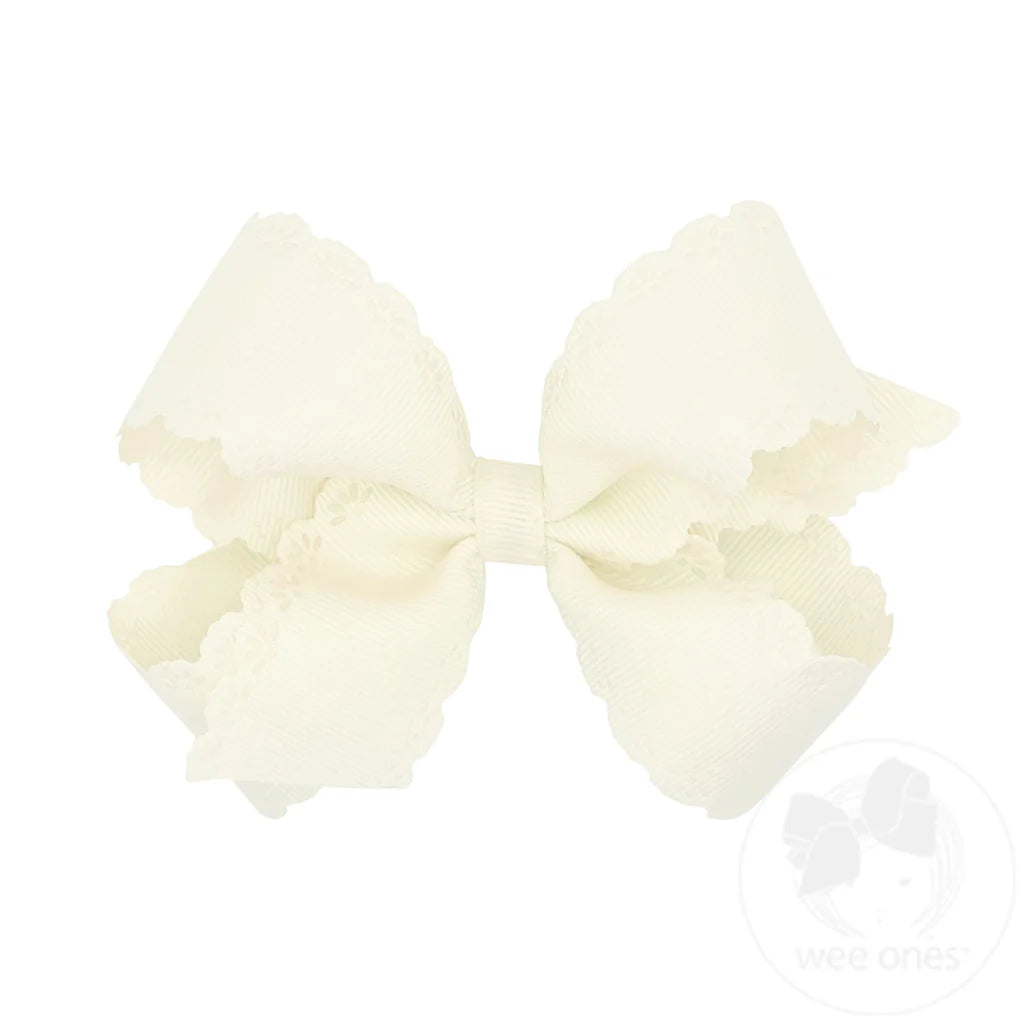Medium Eyelet Embossed Classic Grosgrain Bow