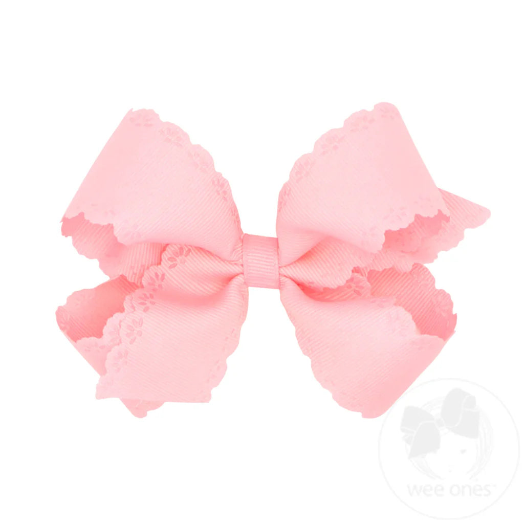 Medium Eyelet Embossed Classic Grosgrain Bow