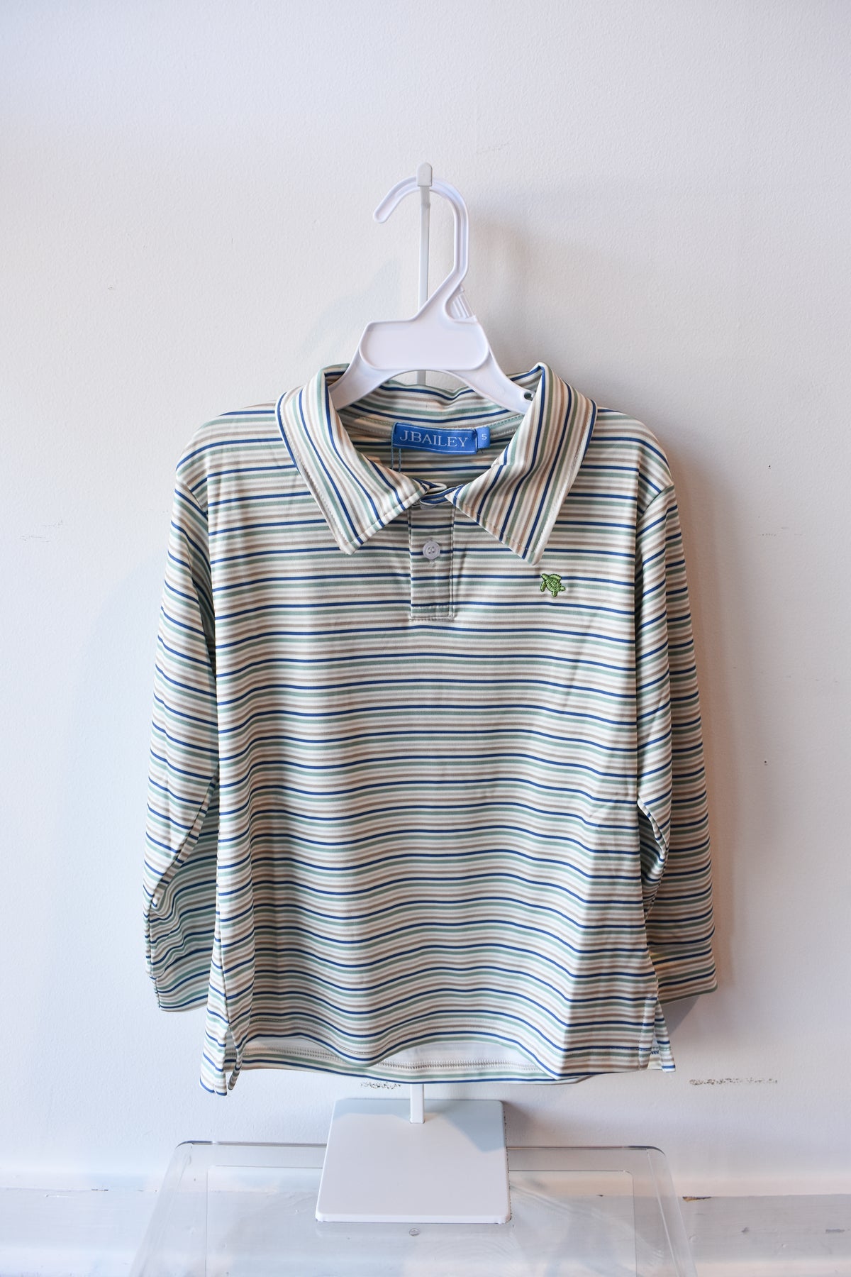 Long Sleeve Performance Polo-Olive Stripe