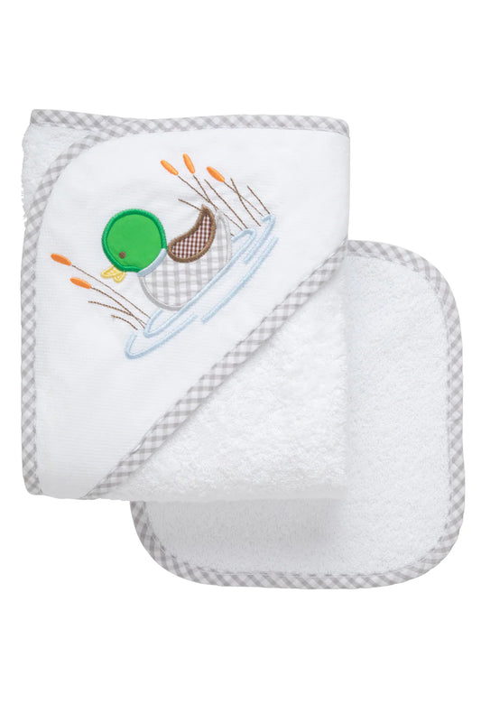 Hooded Towel & Washcloth Set-Mallard