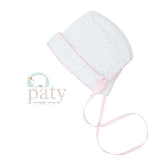 Bonnet W/ Pink Ribbon Tie