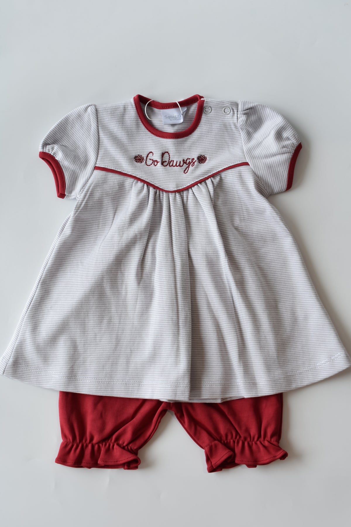 Go Dawgs Pom Pom Embroidered Bloomer Set