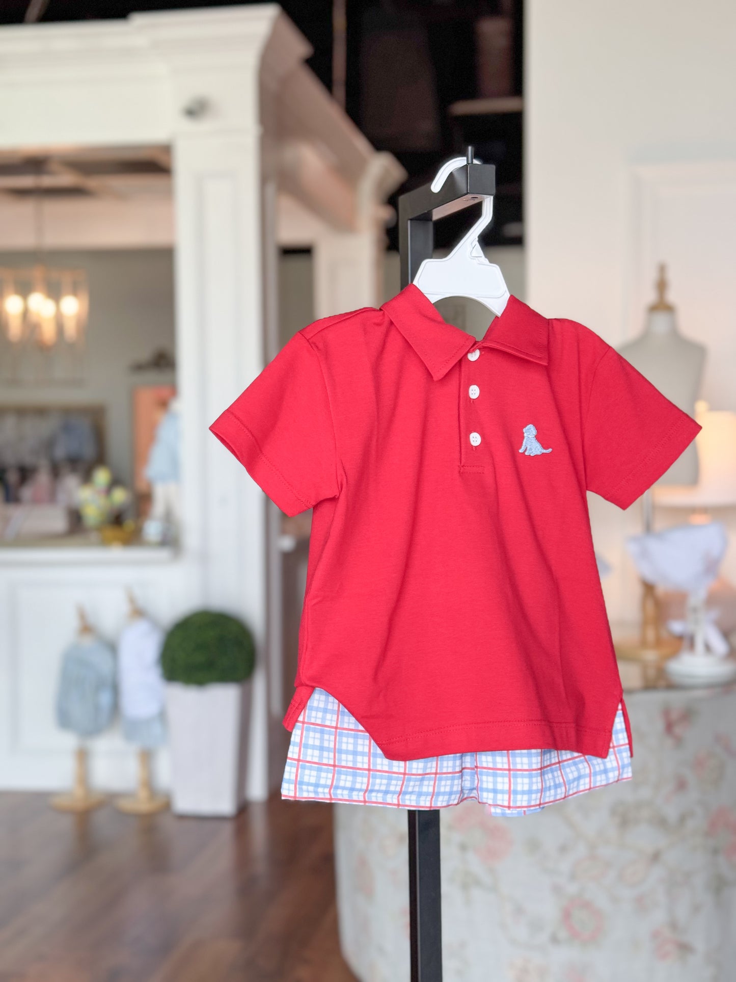 “Plaid” To Be An American! Polo Short Set