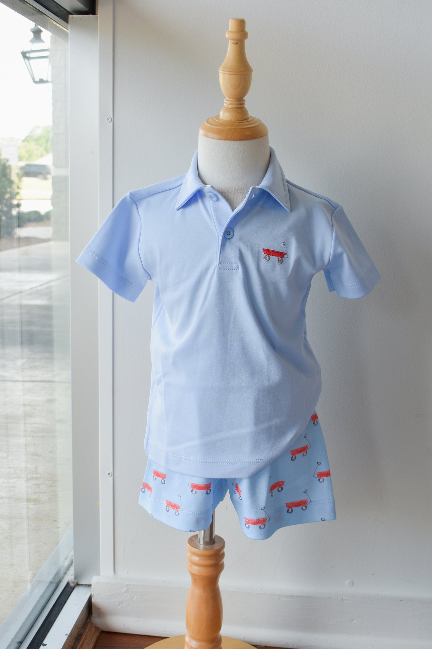 Lil Red Wagon Blue Knit Polo