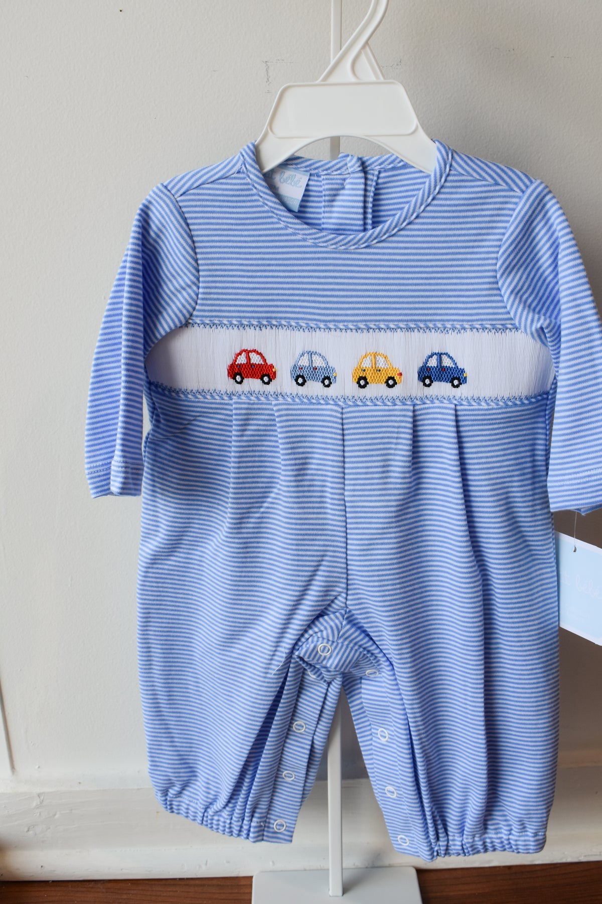 Beep Beep Blue Stripe Knit Romper