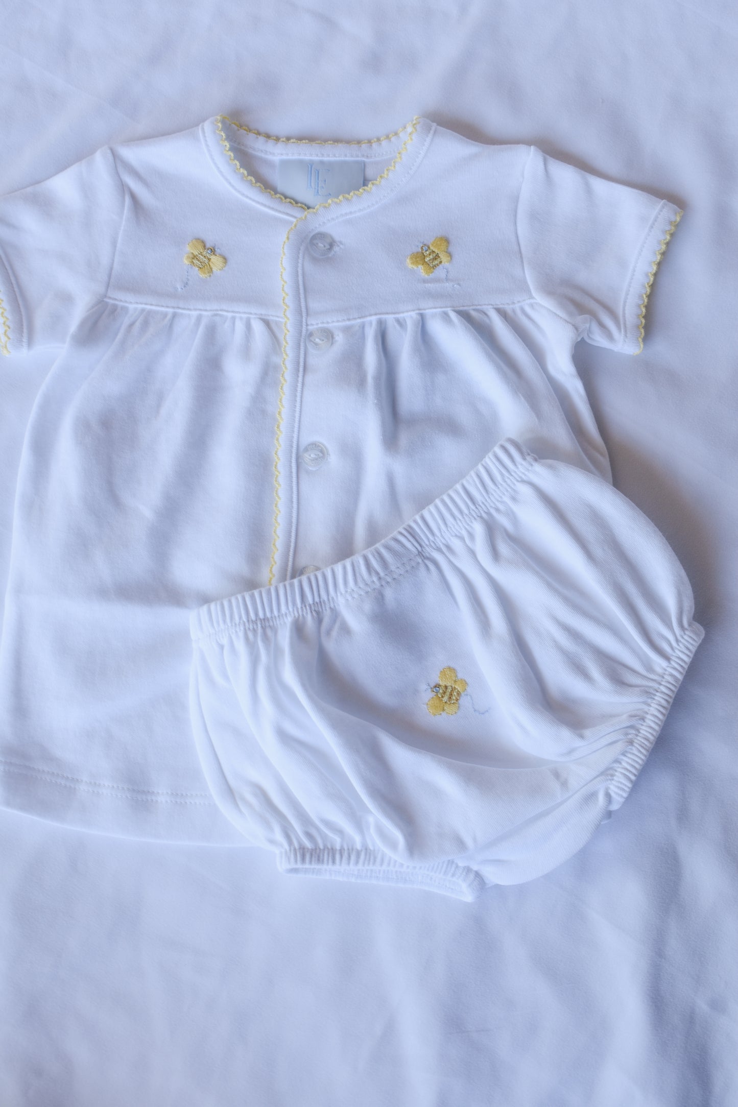 Pinpoint Layette Knit Set-Baby Bee