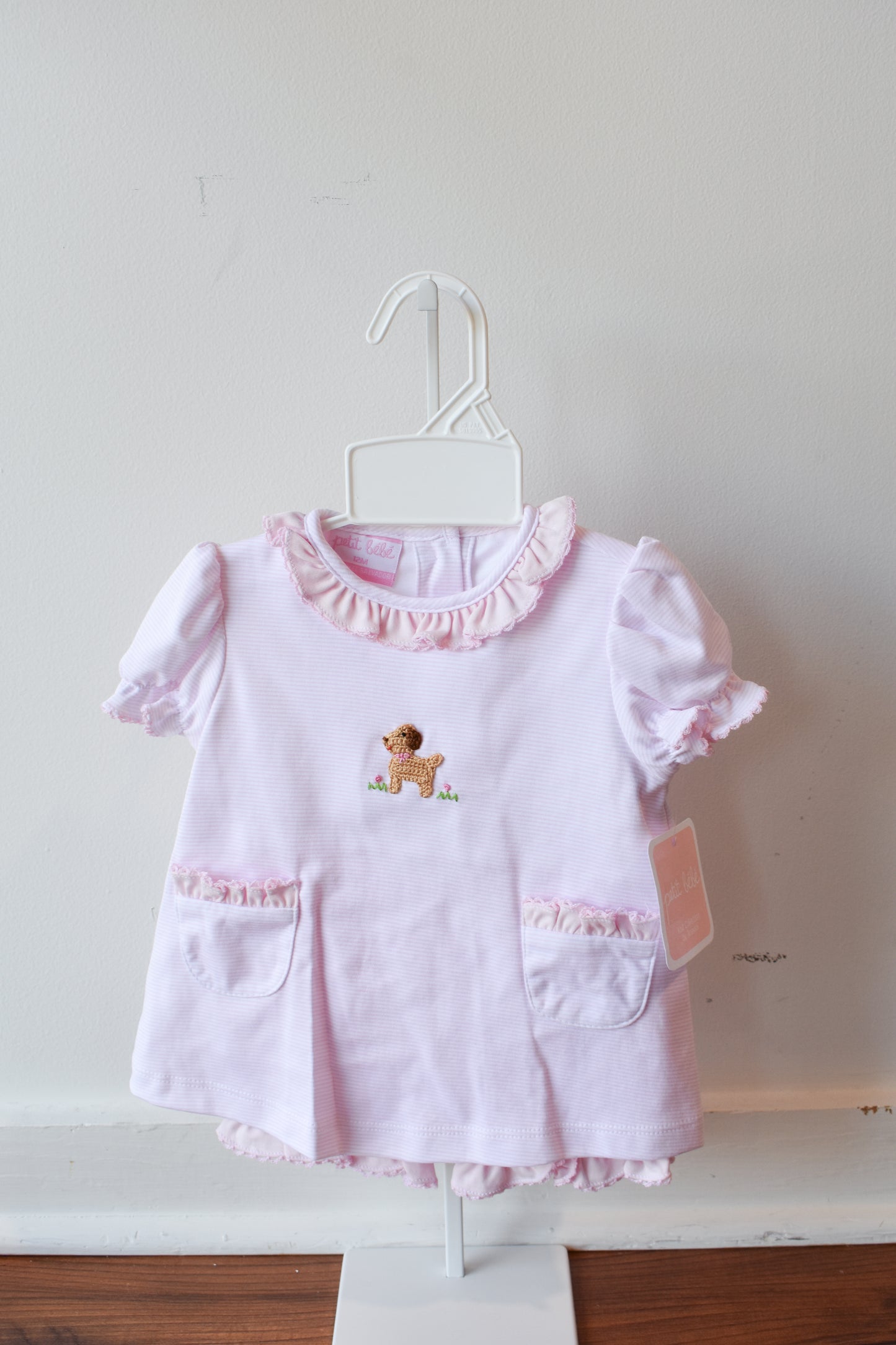 Petit Pups Pink Stripe Knit Bloomer Set