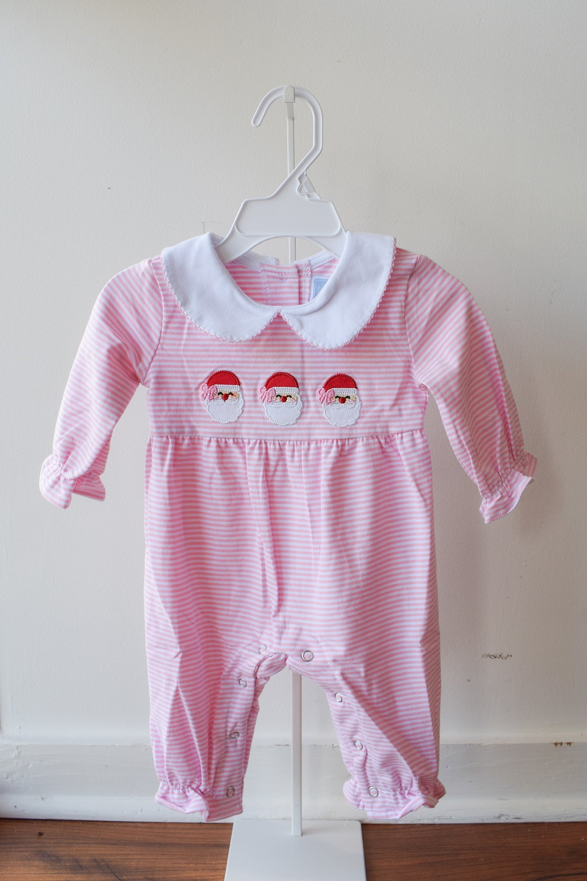 Santa Trio Pink Knit Romper