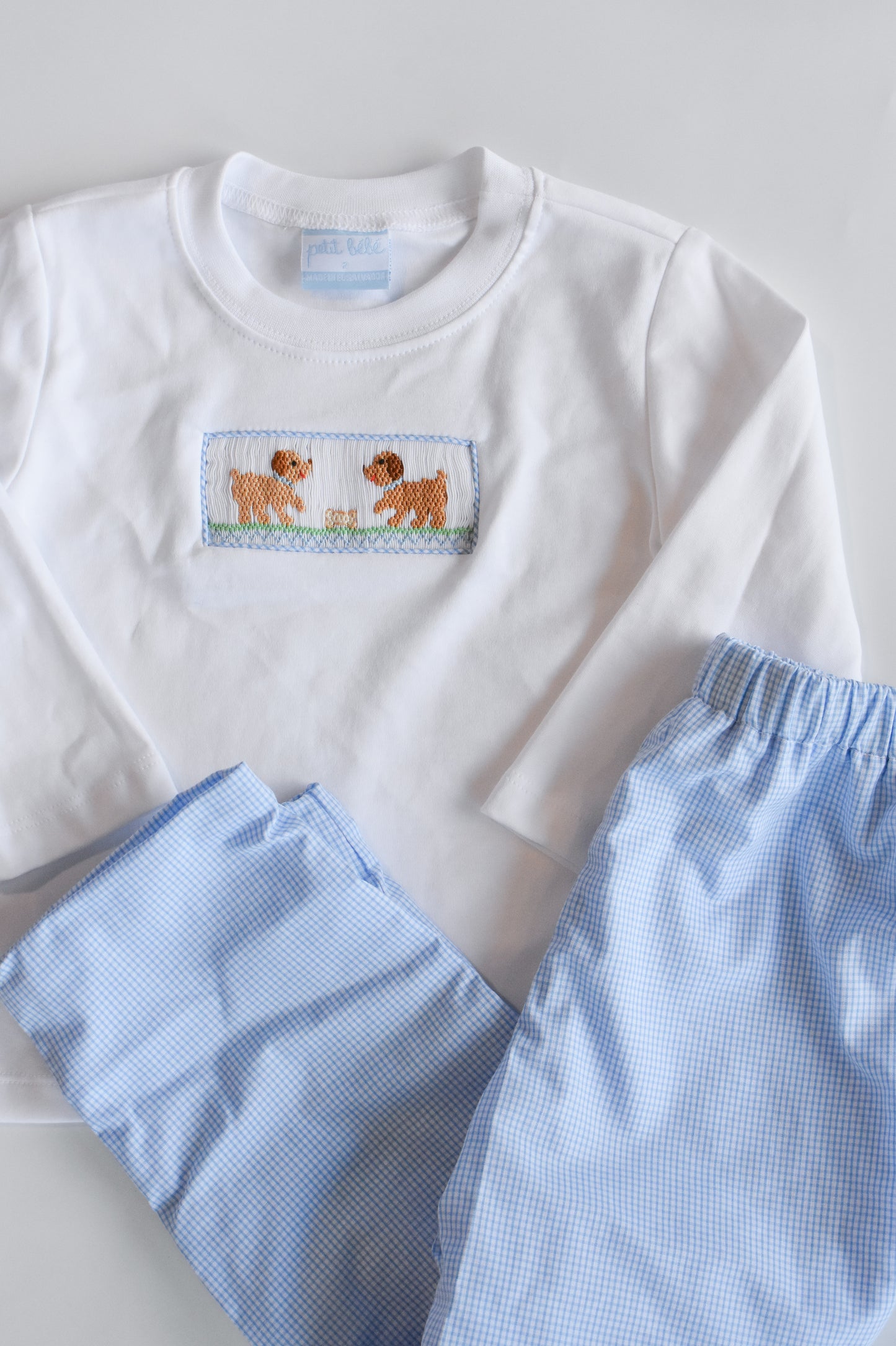 Petit Pups Smocked Long Sleeve Pant Set