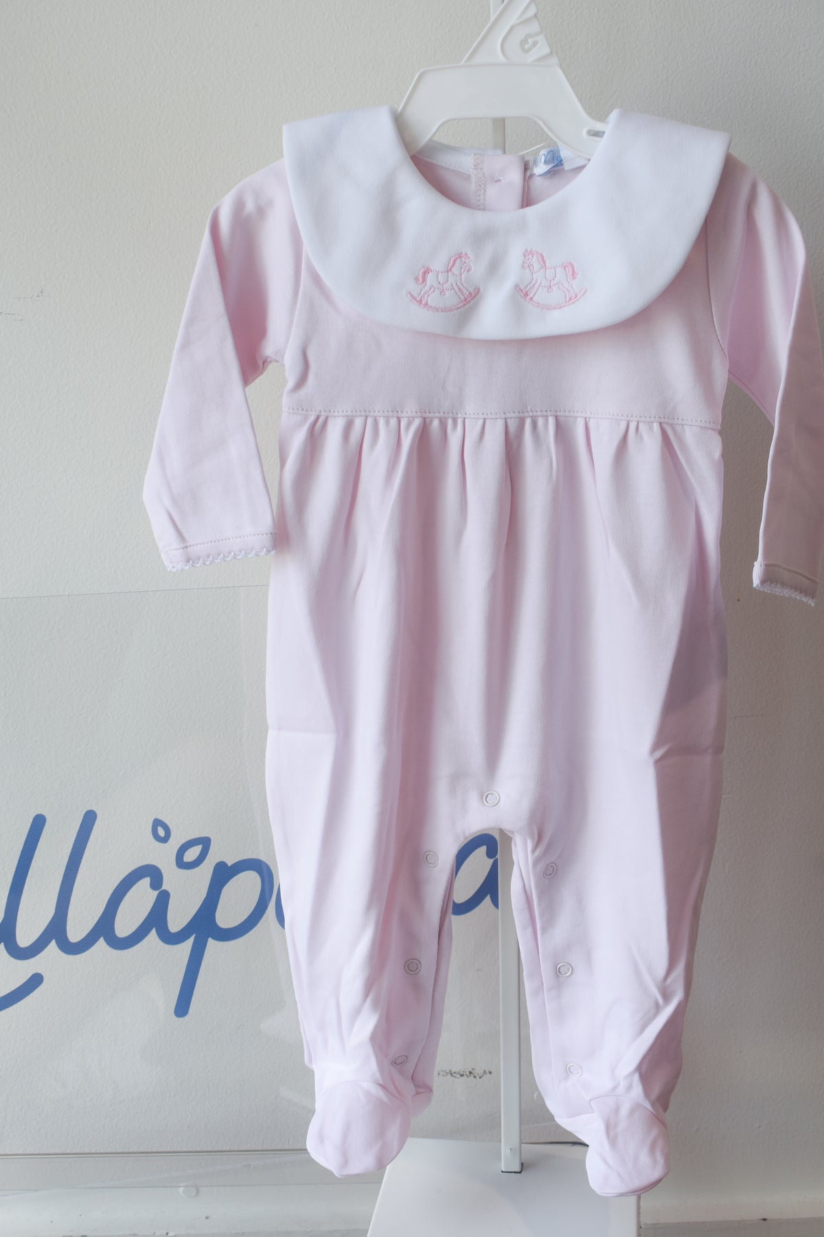 Pink Rocking Horse Embroidered Footie