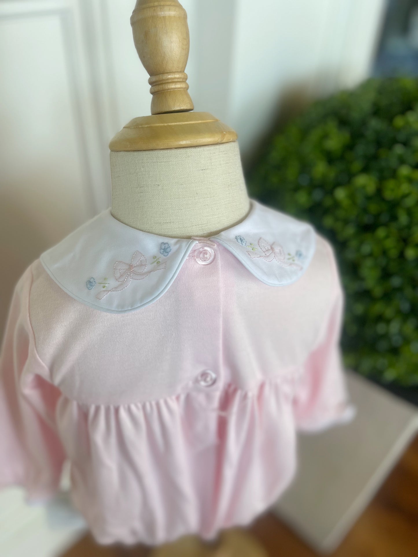 L/S Pink Knit Tiny Bow Bubble