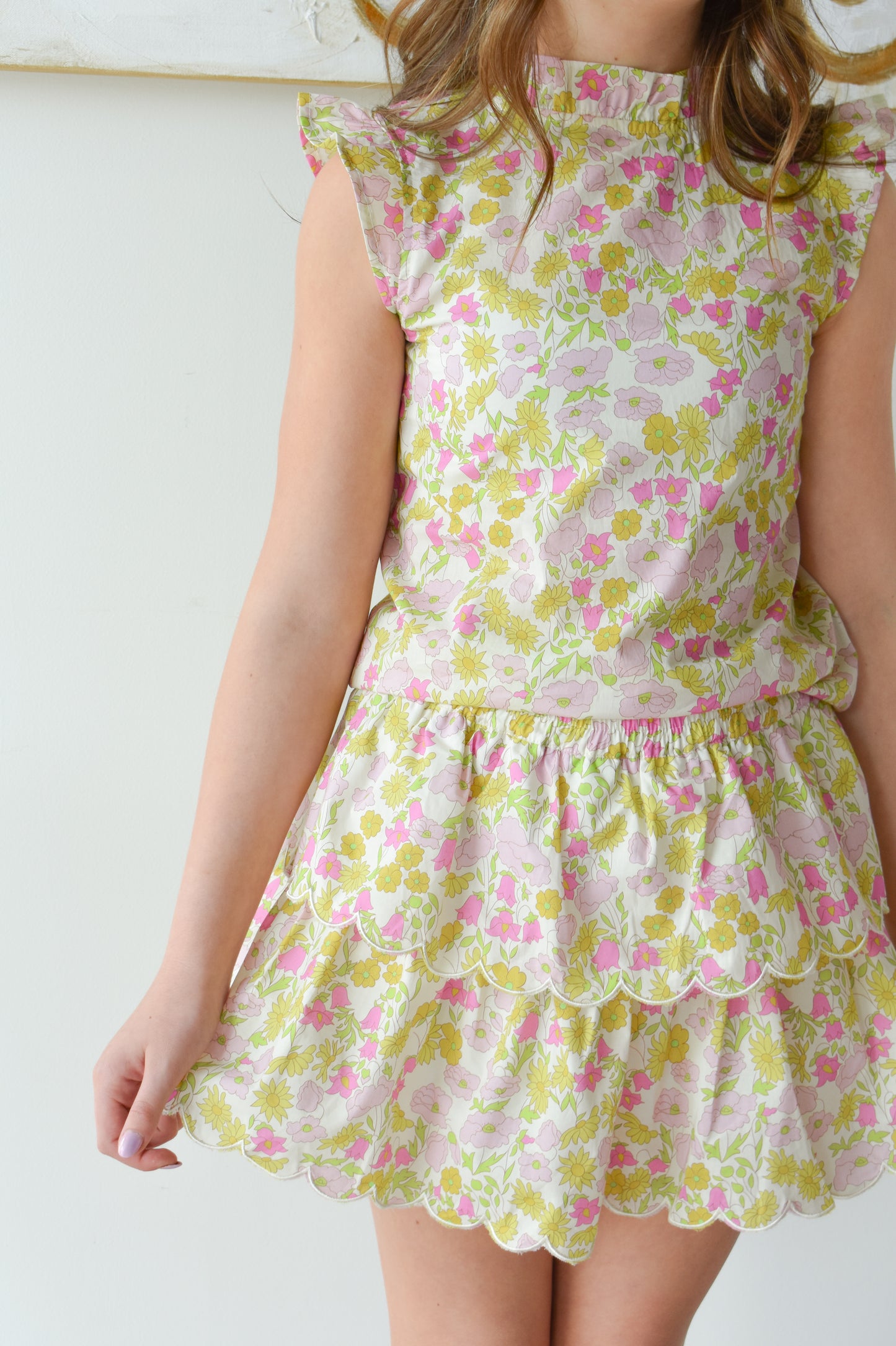 Angel Sleeve Tinsley Top-Bedford Buttercup