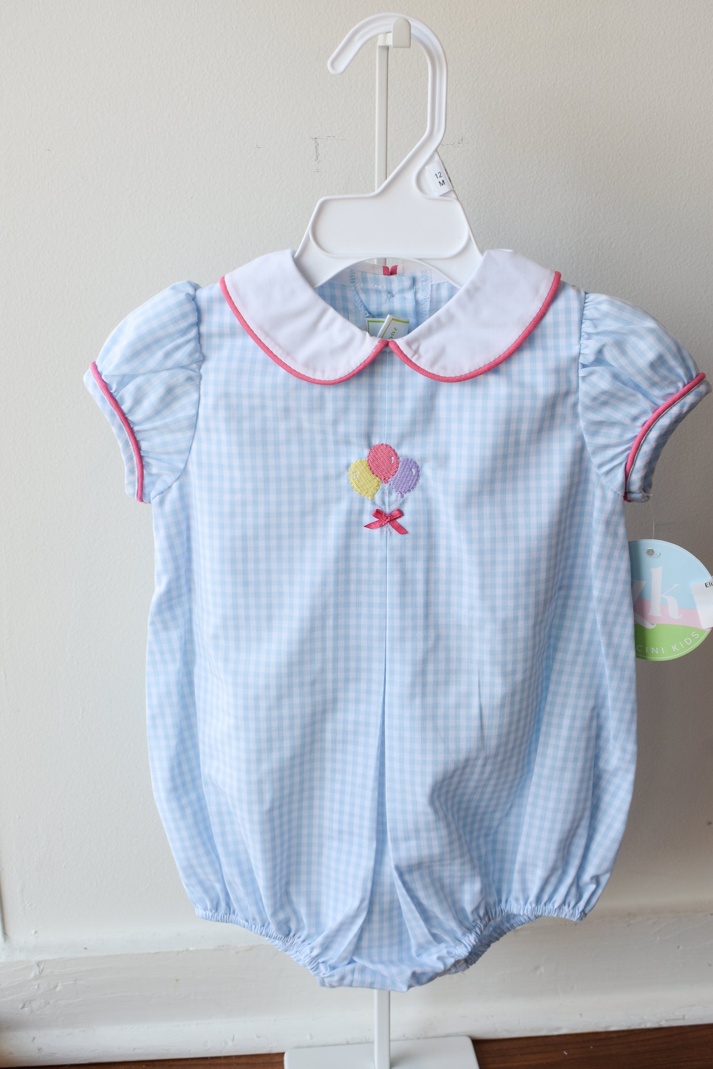 Elizabeth Blue Gingham Birthday Bubble