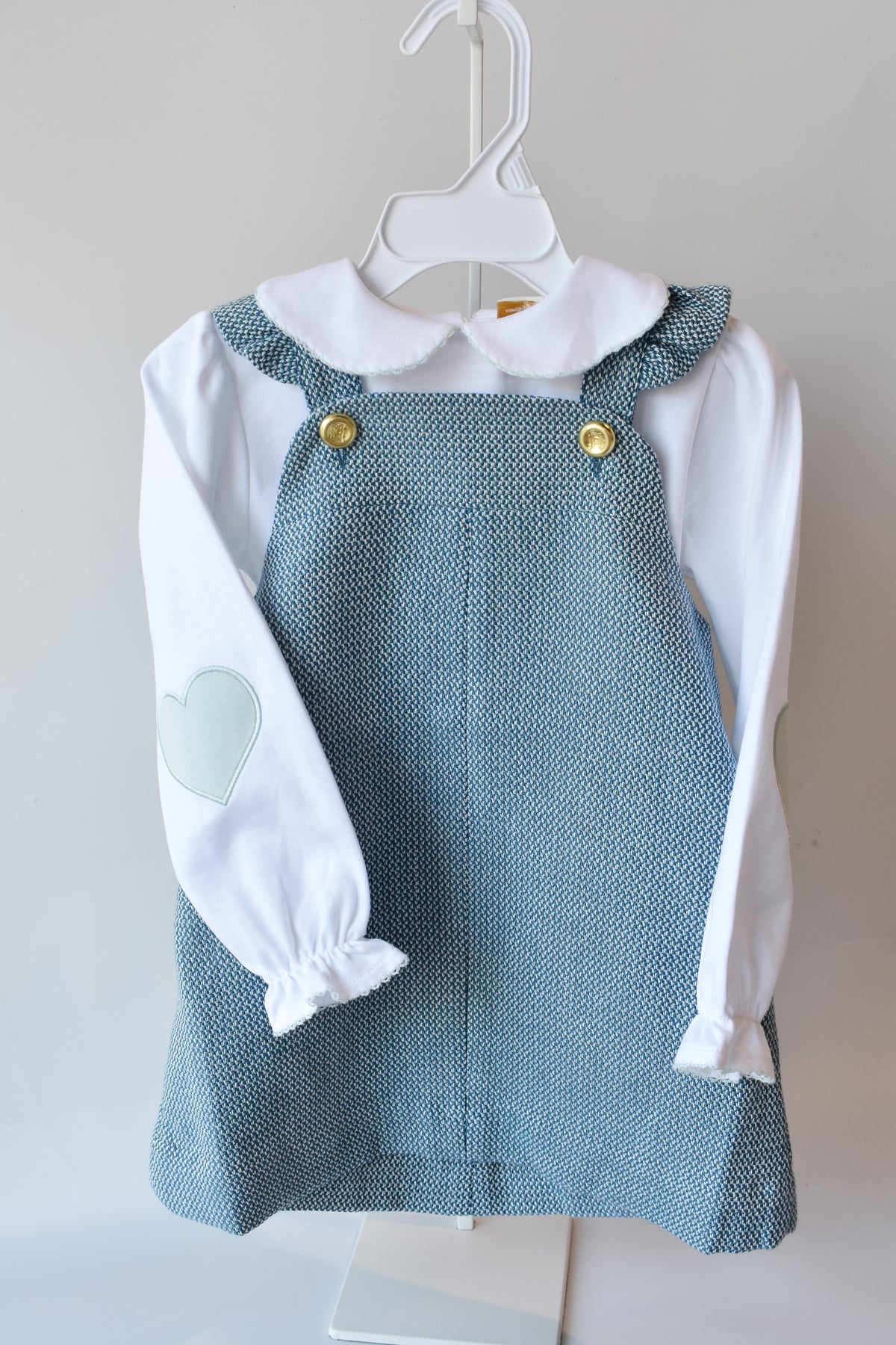 Emma’s Elbow Top-White/Greenwich Green