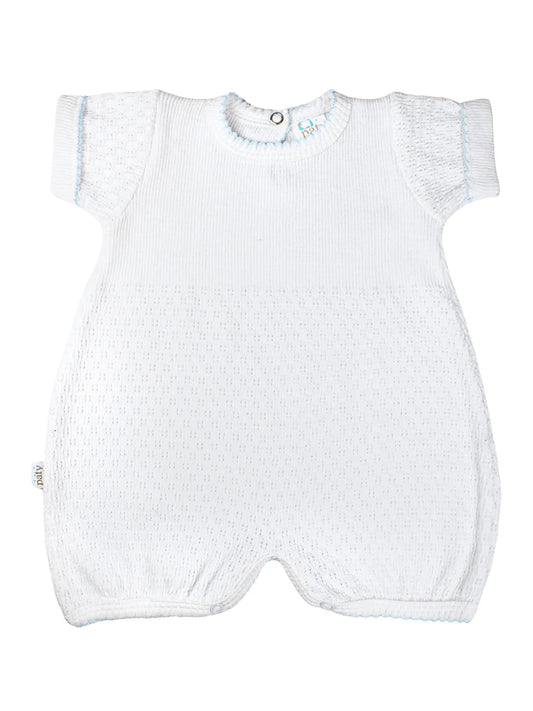 Paty Short Sleeved Cuffed Bubble-White/Blue Trim