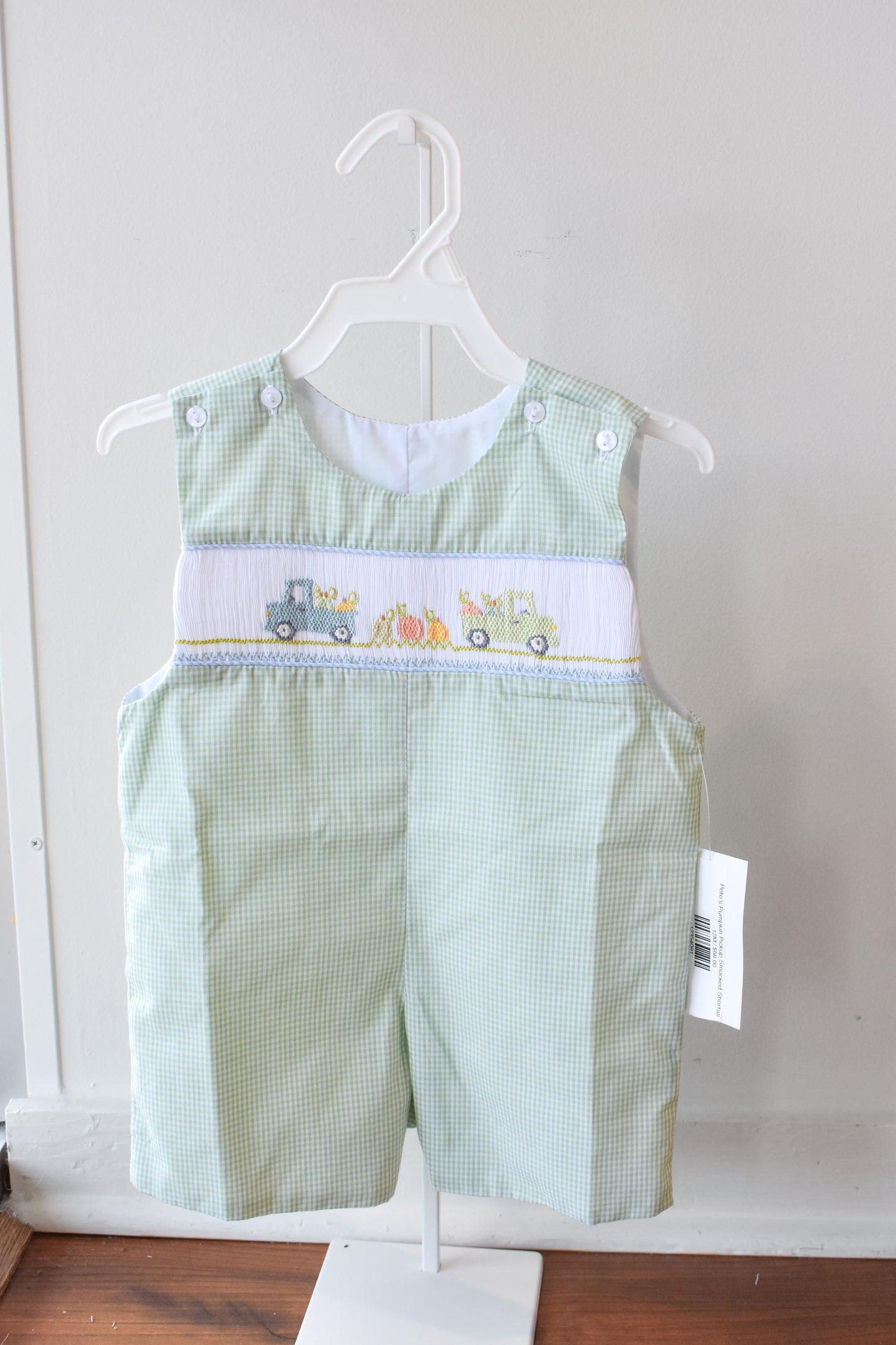 Pete’s Pumpkin Pickup Smocked Shortall