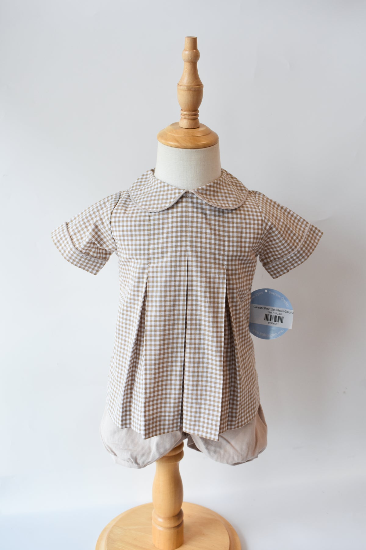 Carson Short Set-Khaki Gingham