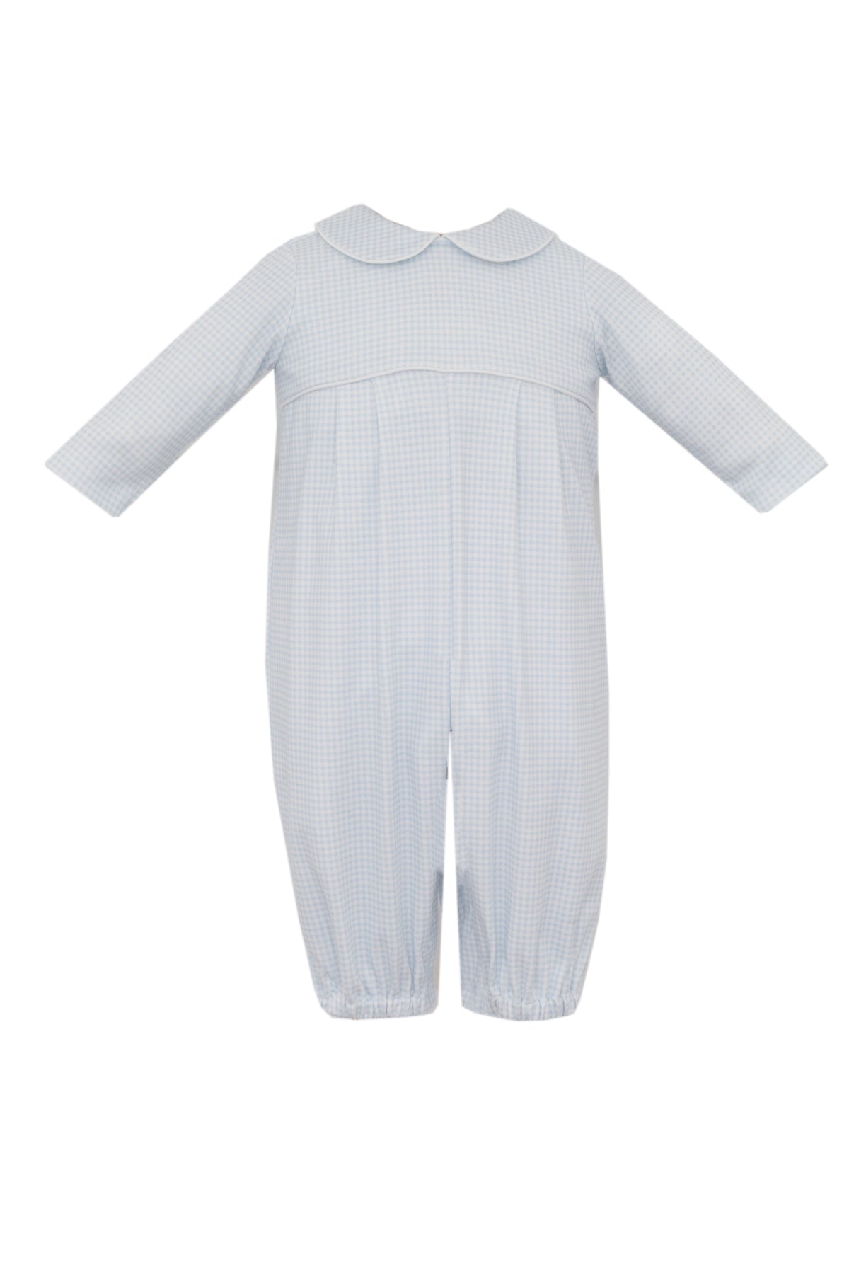 Bebe Blue Gingham Knit Long Sleeve Romper