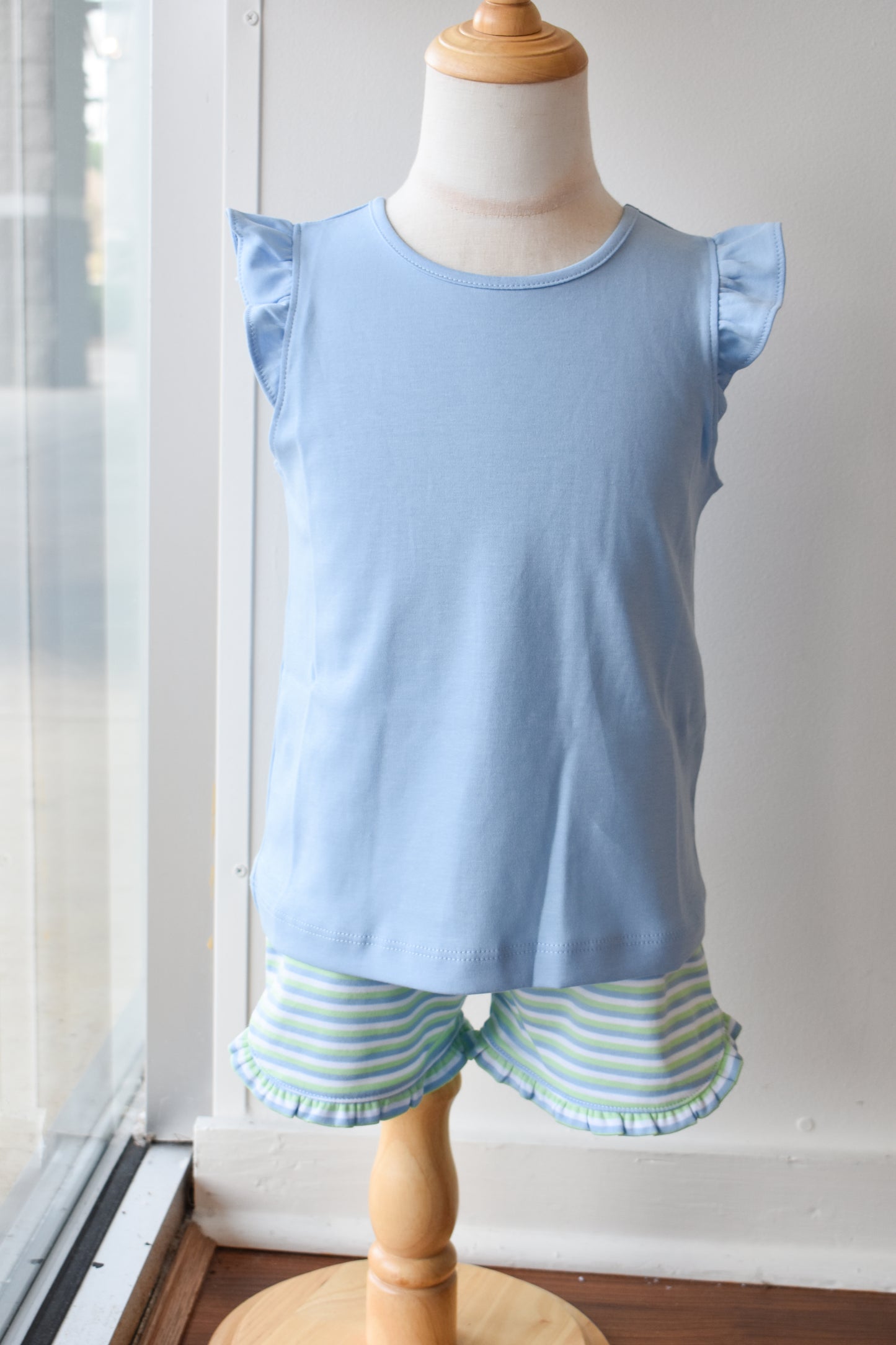Tulip Knit Tilly Tank Short Set-Greenview Stripe