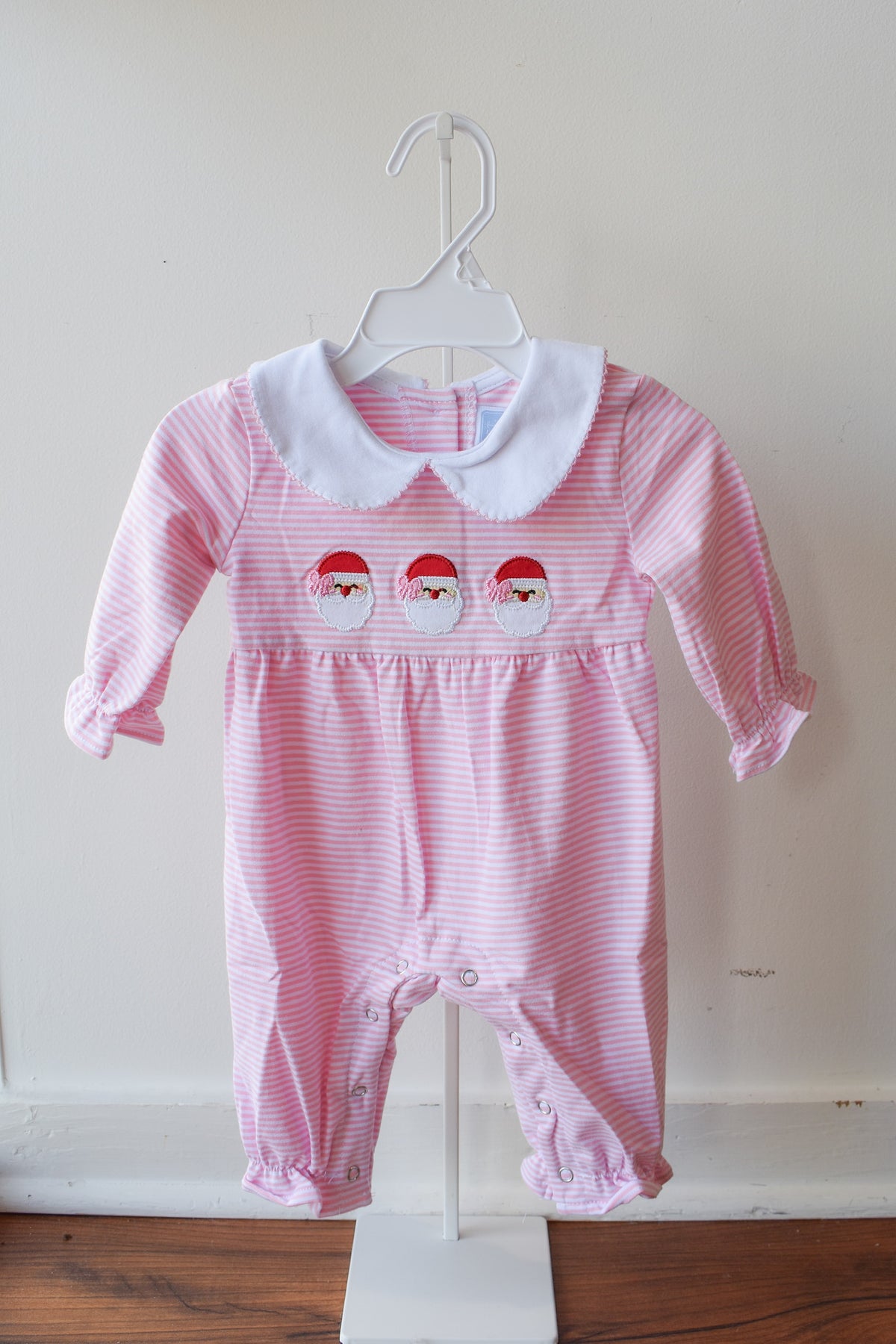 Santa Trio Pink Knit Romper