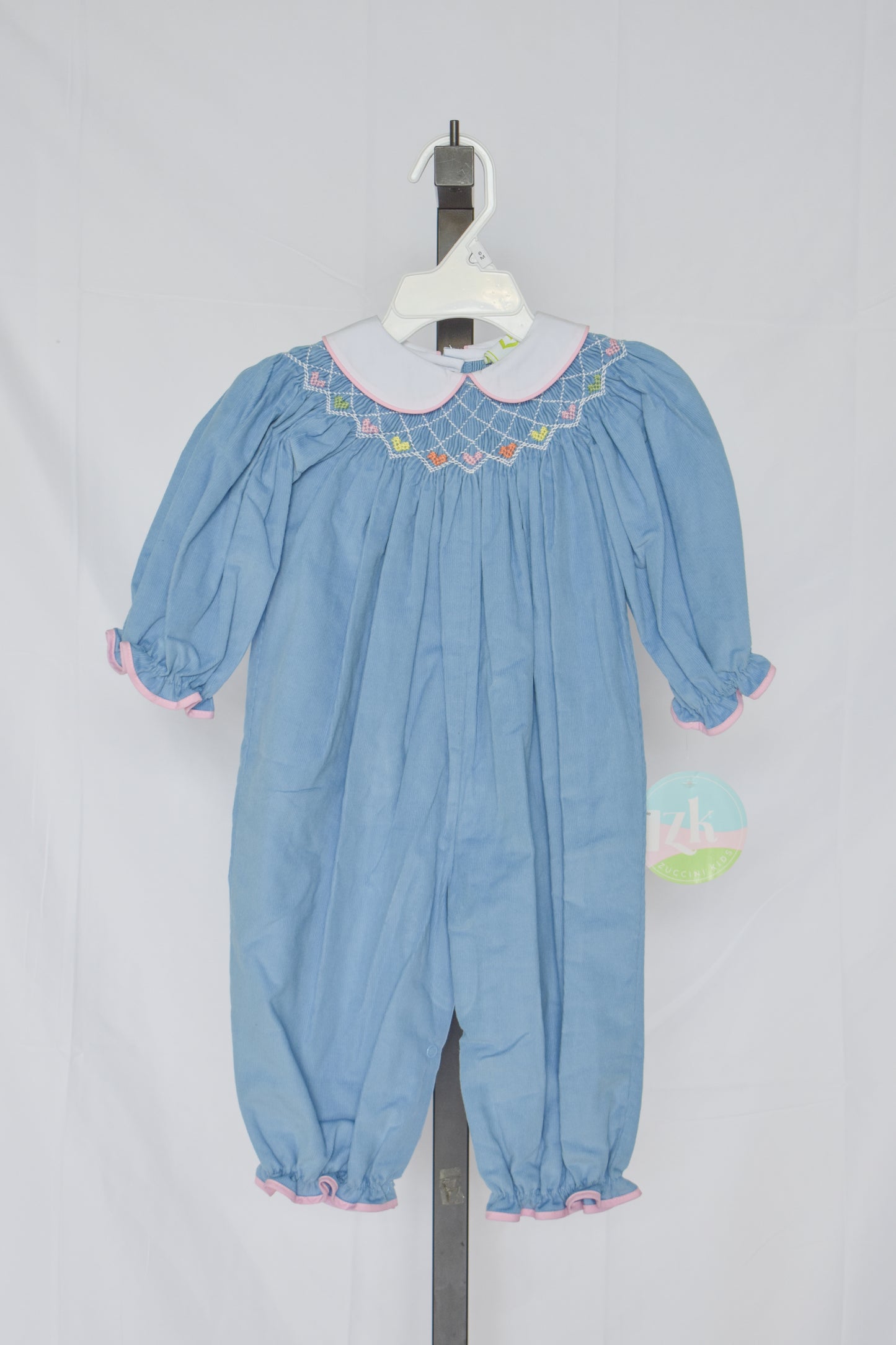 Sweetheart Smocked Corduroy Bishop Long Bubble
