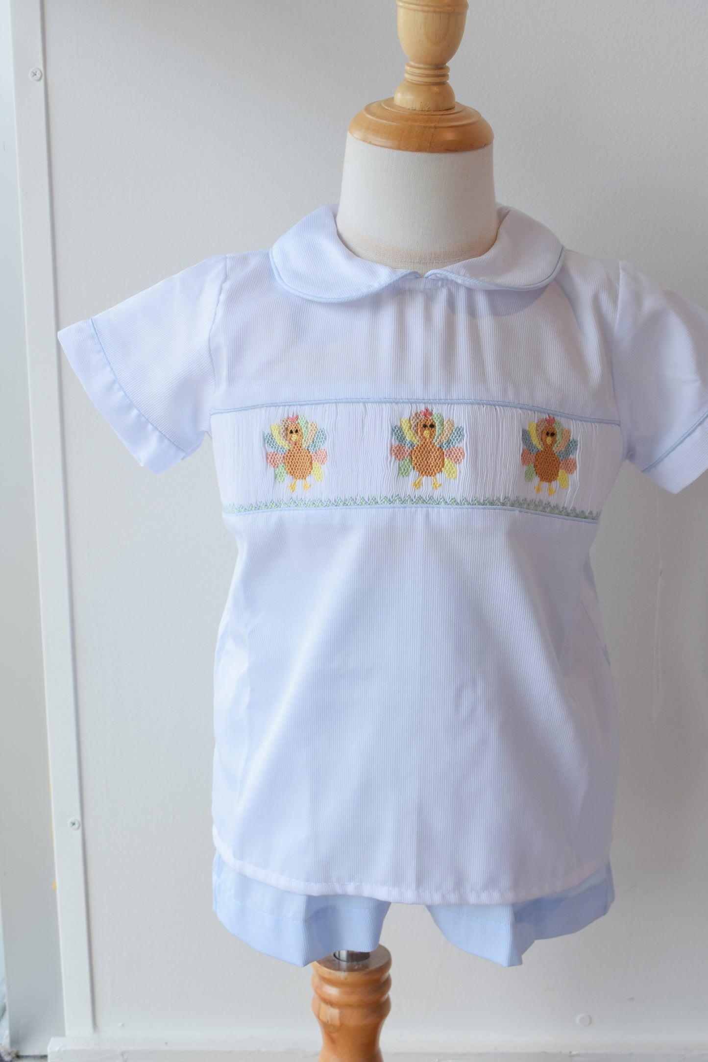 Drew’s Colorful Turkeys Collared Shirt/Short Set