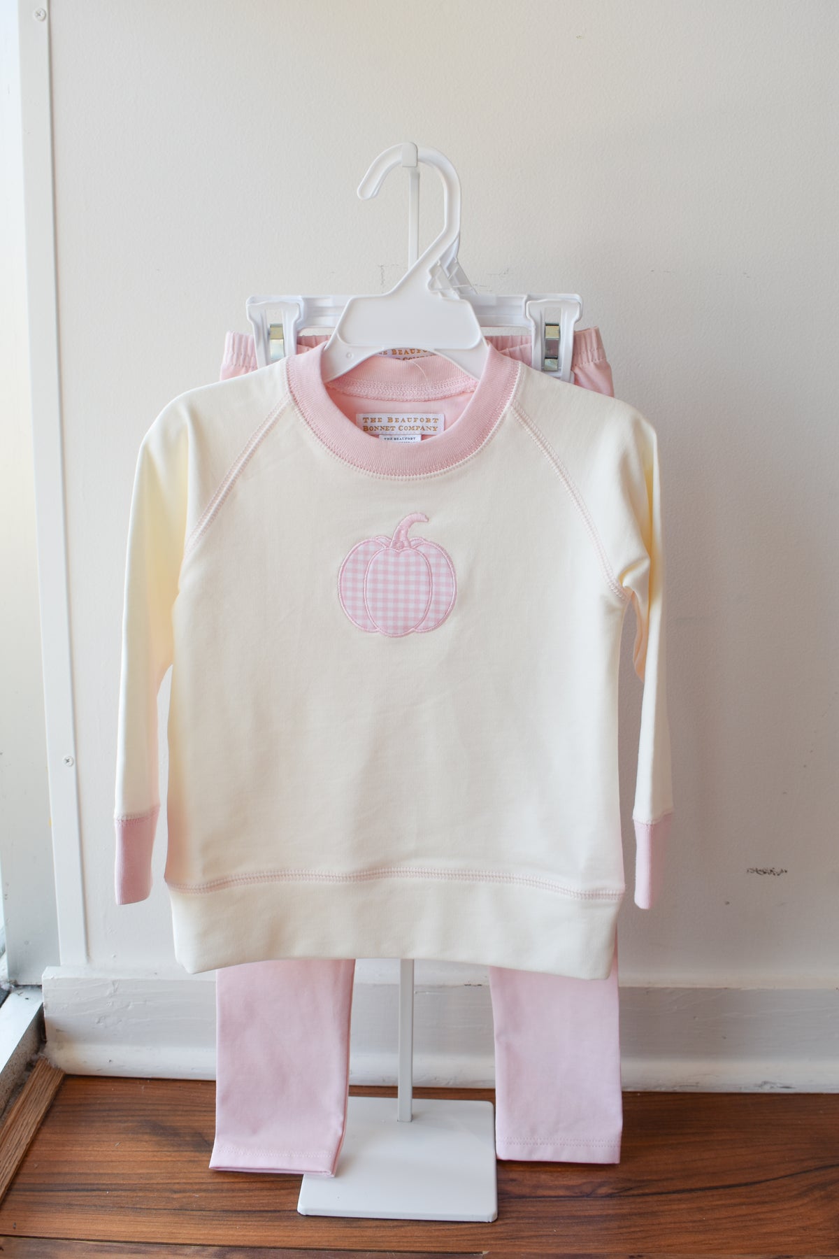Cassidy Comfy Crewneck-Pink Gingham Pumpkin/Palmetto Pearl
