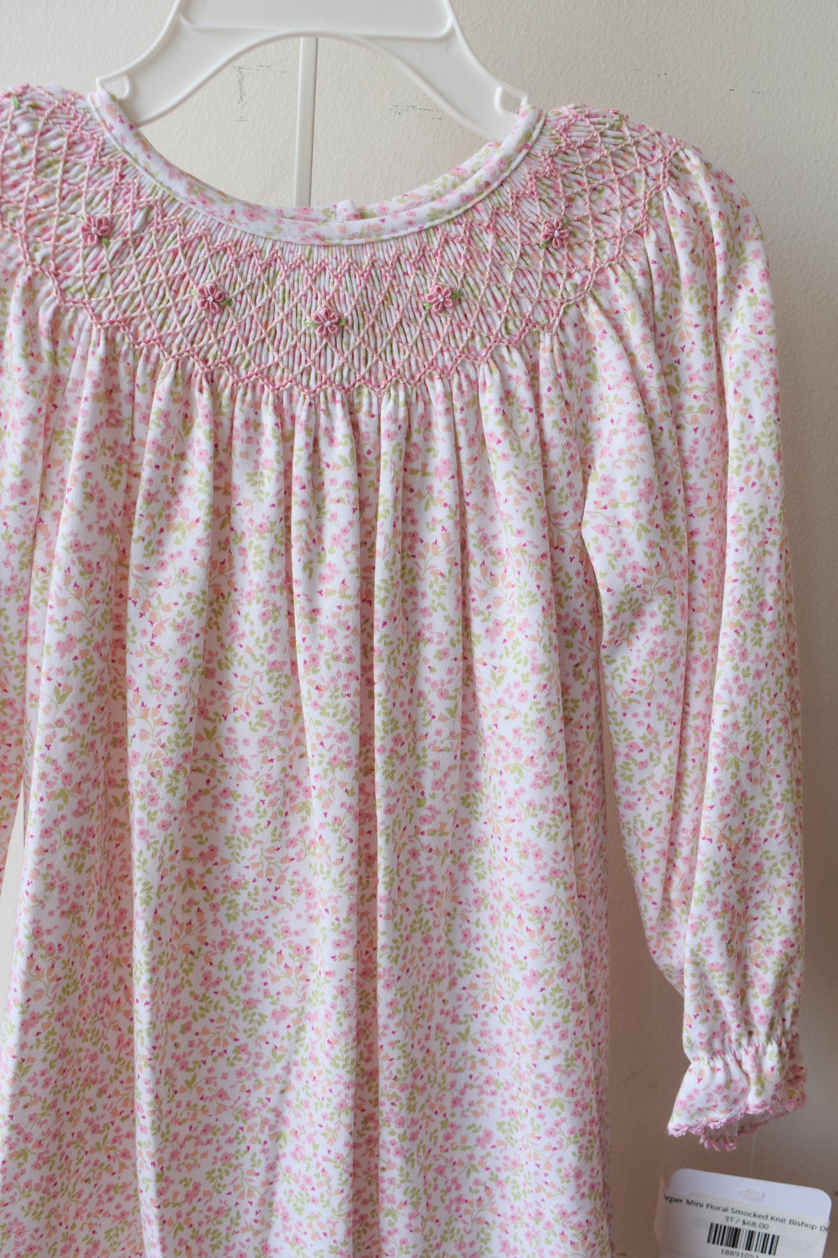 Harper Mini Floral Smocked Knit Bishop Dress