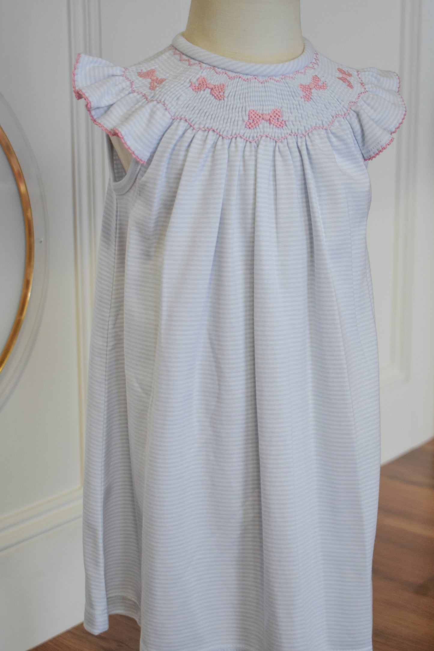 Eloise Bow Smocked Bishop Dress-Knit