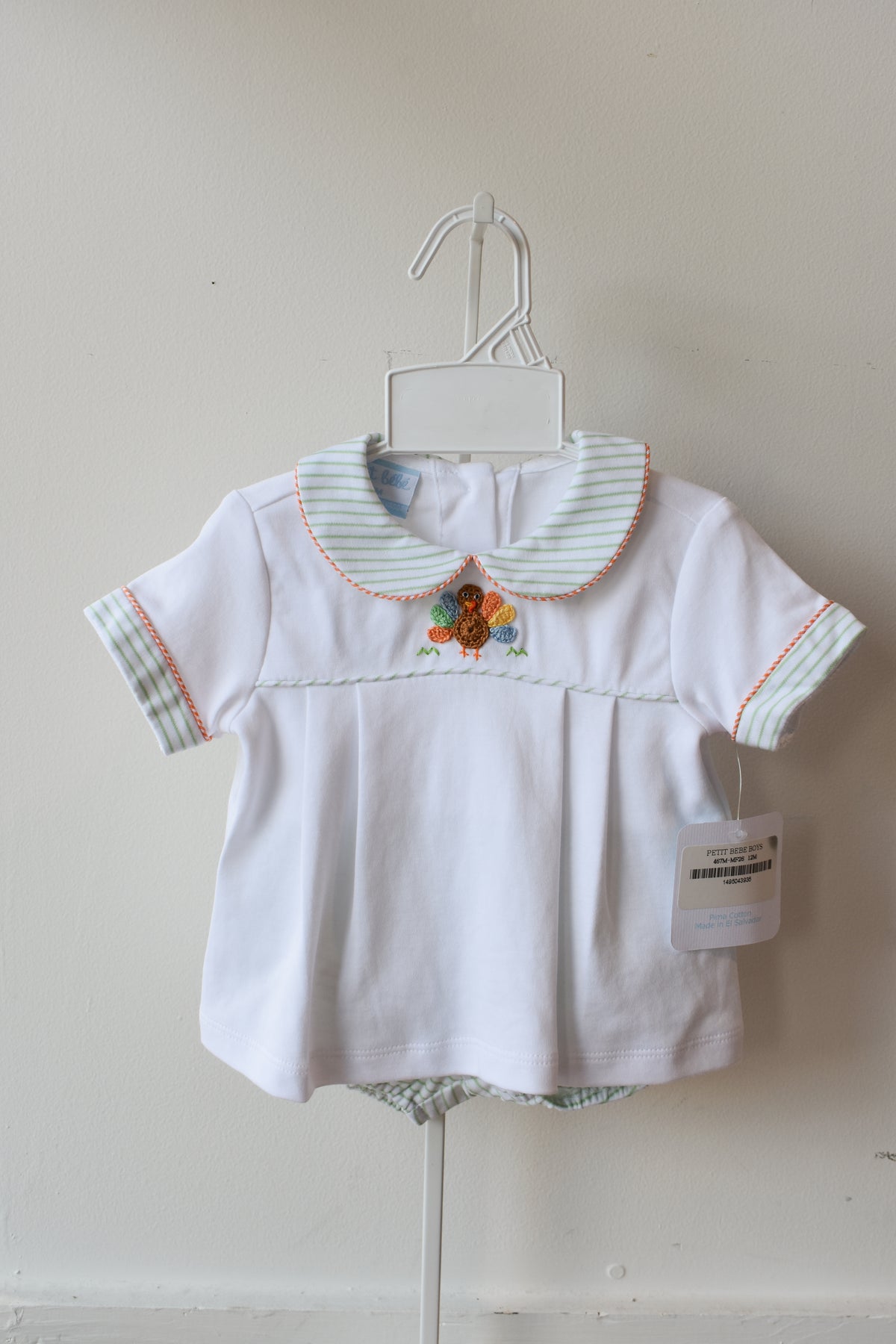 Gobble Gobble Boy’s Collared Knit Diaper/Short Set