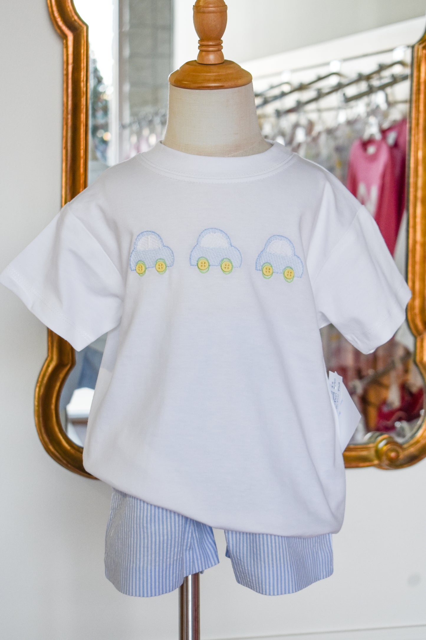 Little Lanes-Blue Seersucker Short Set