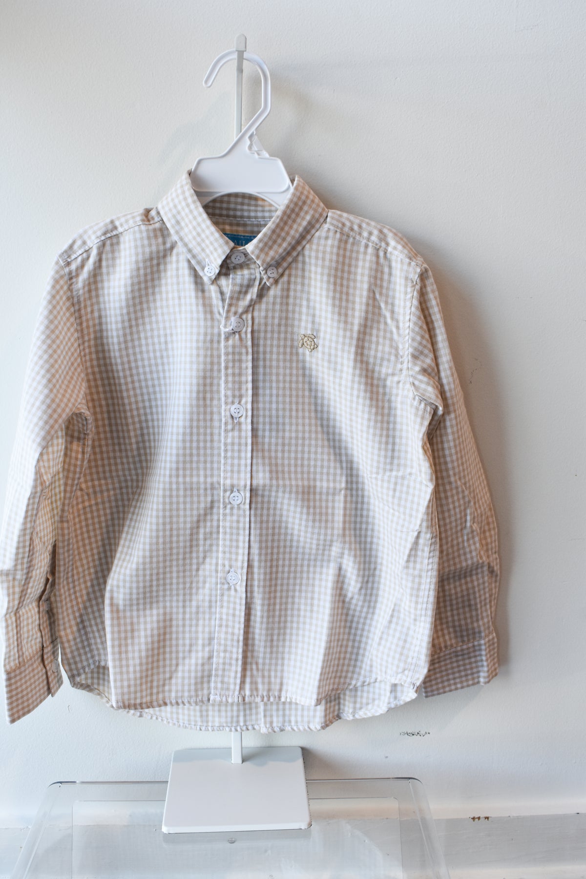 Roscoe Button Down Dress Shirt-Khaki Check