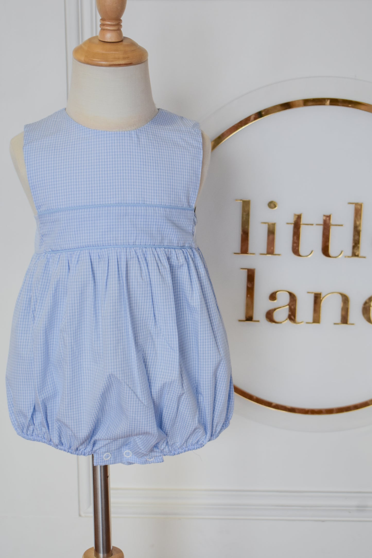 Nolan Bubble-Light Blue Mini Gingham