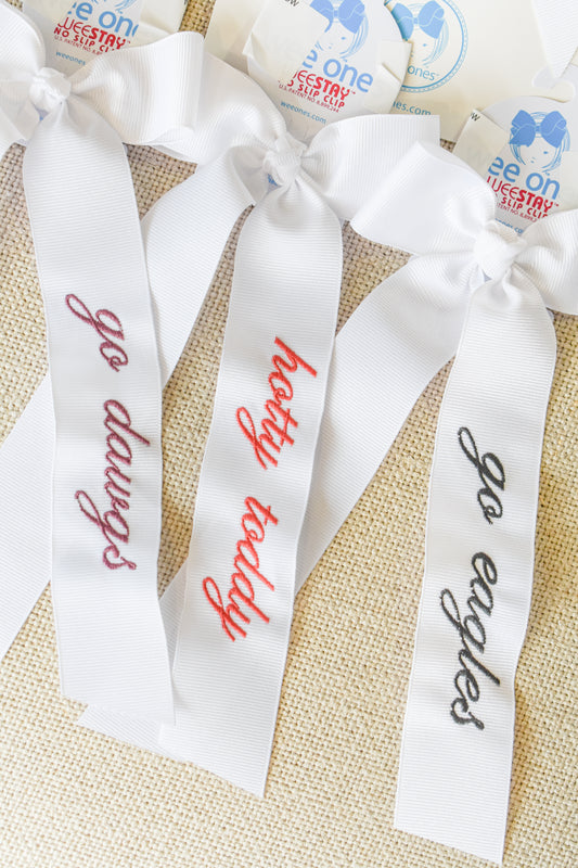 Embroidered Gameday Long Tail Bow