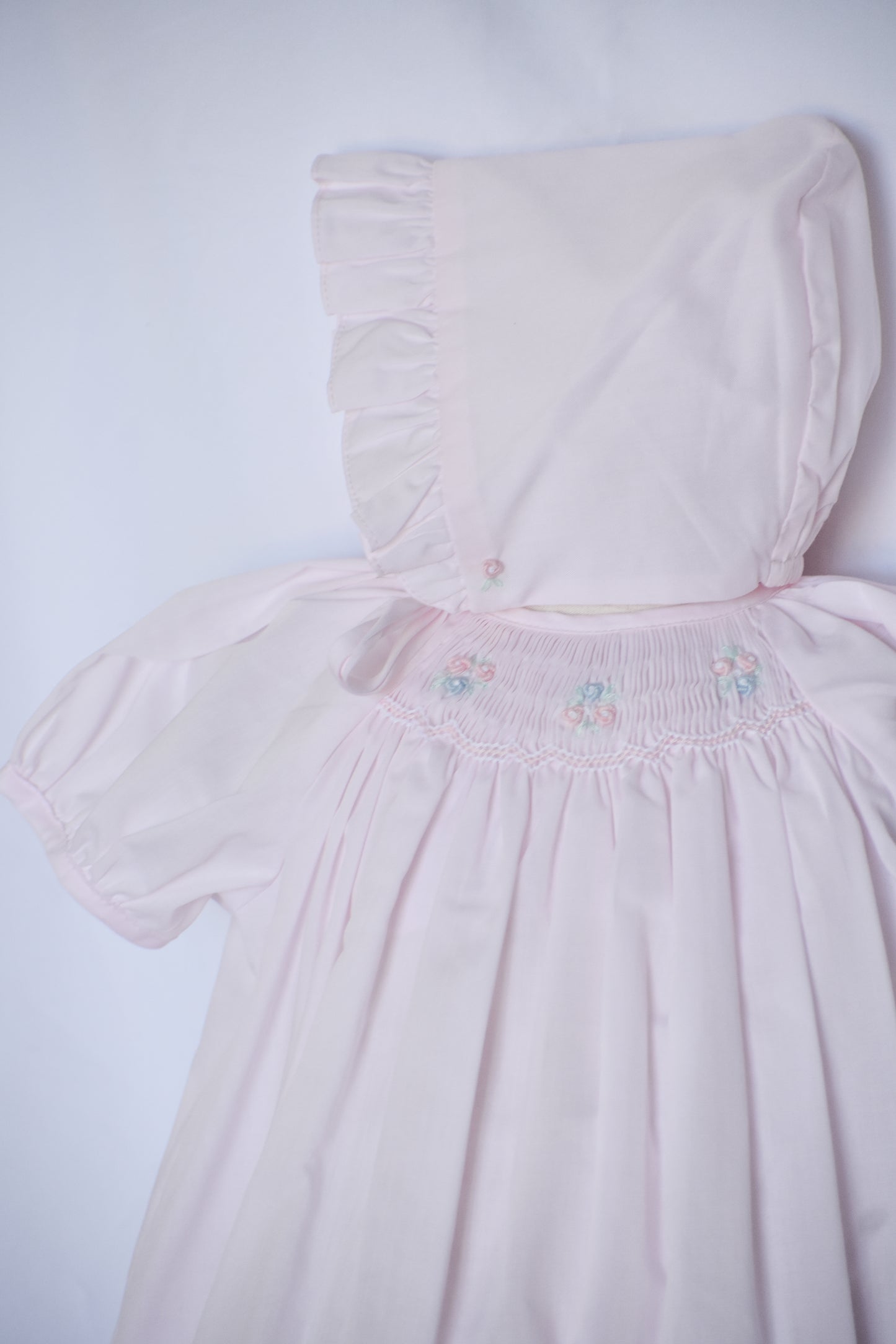 Pink Gardens Heirloom Bubble/Bonnet Set