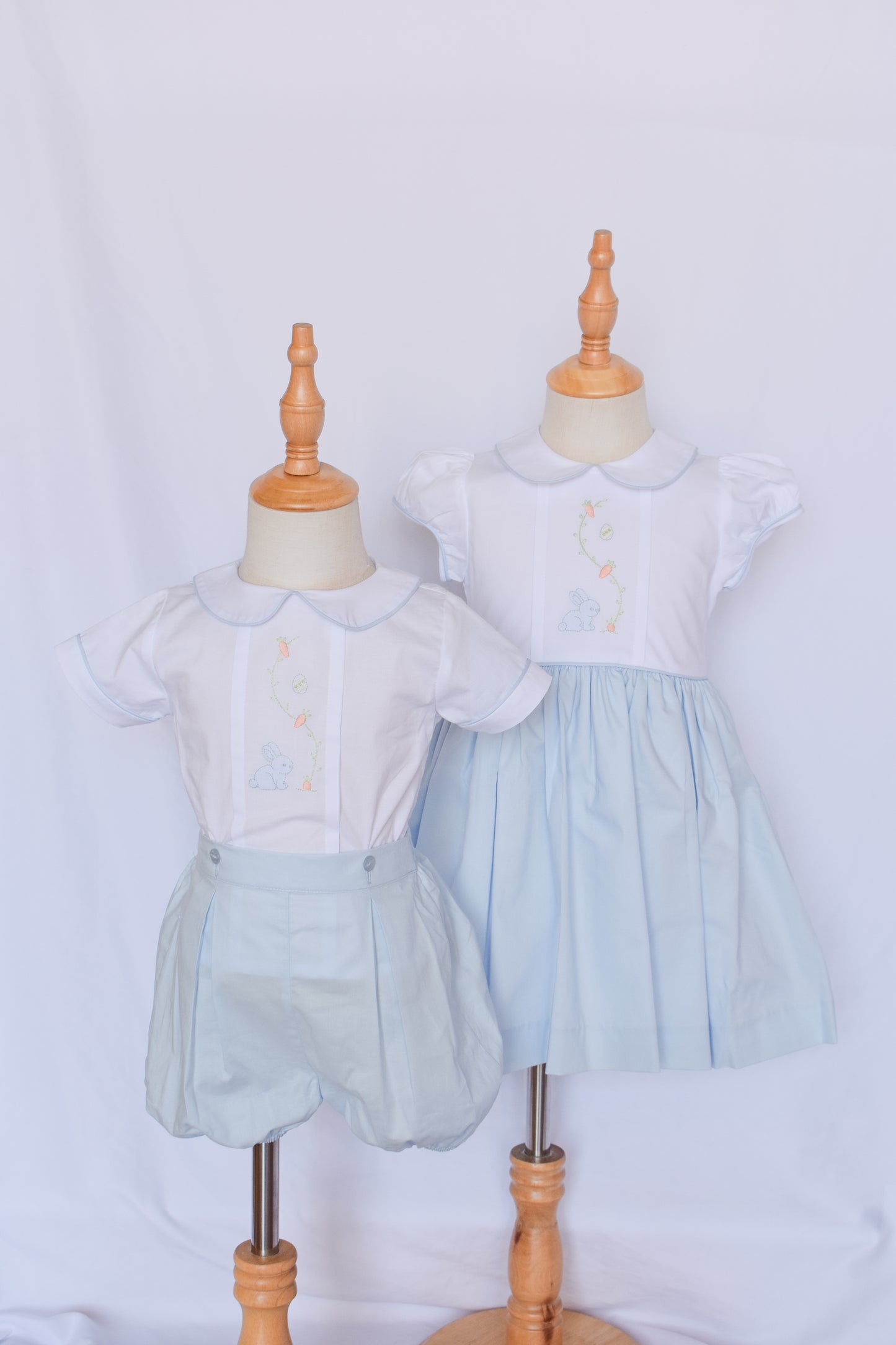 Boy's Heirloom Button On Bubble-Blue Bunny