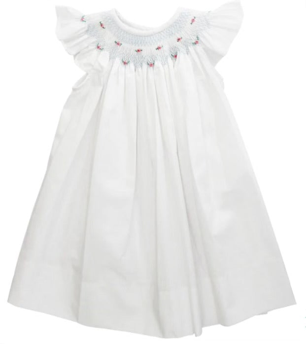 White with Rosebuds Bishop Dress