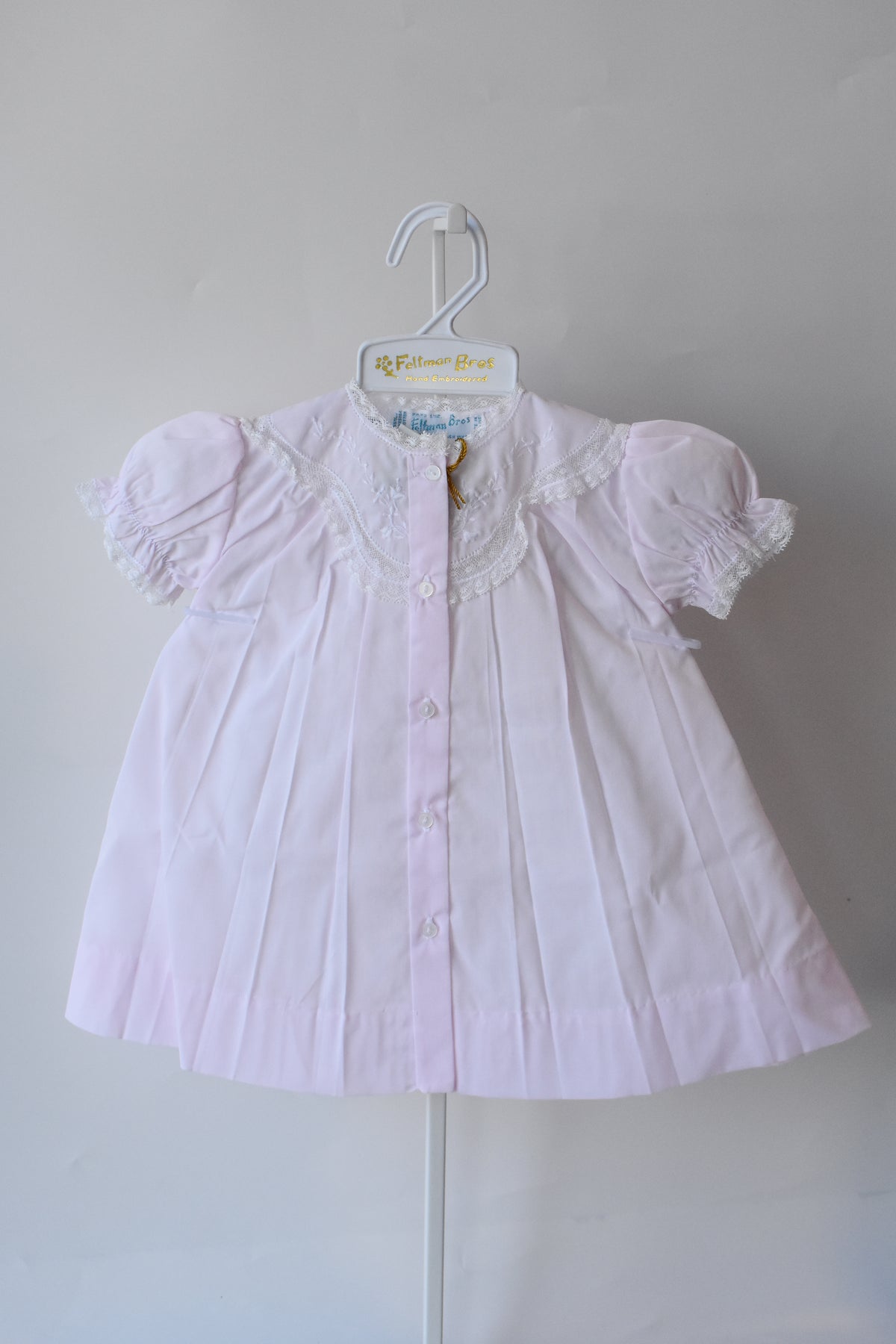 Embroidered Lacy Yoke Pink Heirloom Daygown
