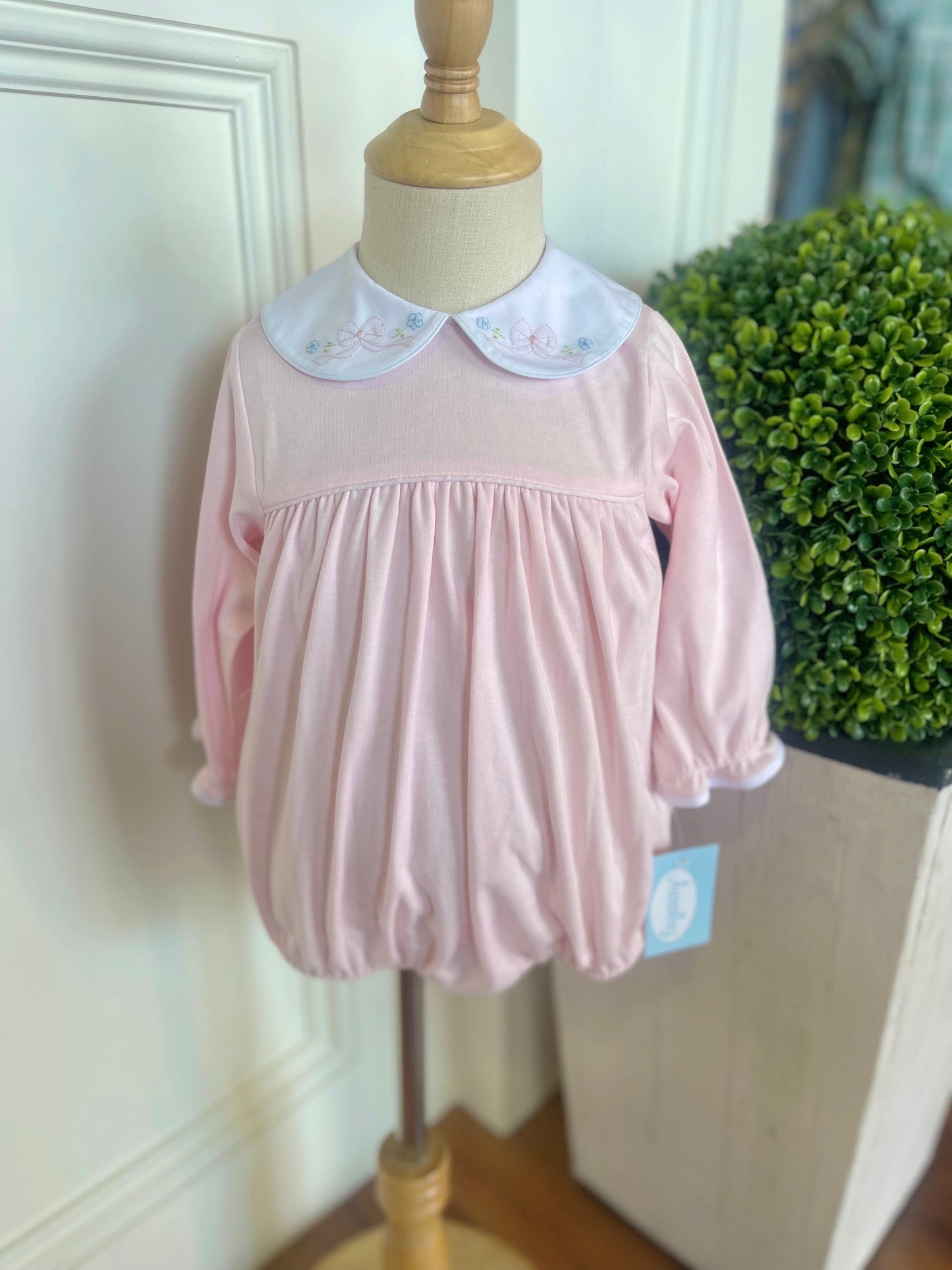 L/S Pink Knit Tiny Bow Bubble