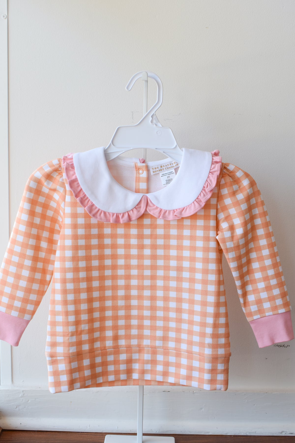 Maude's Ruffle Cassidy Comfy Crewneck-Sherbet Gingham