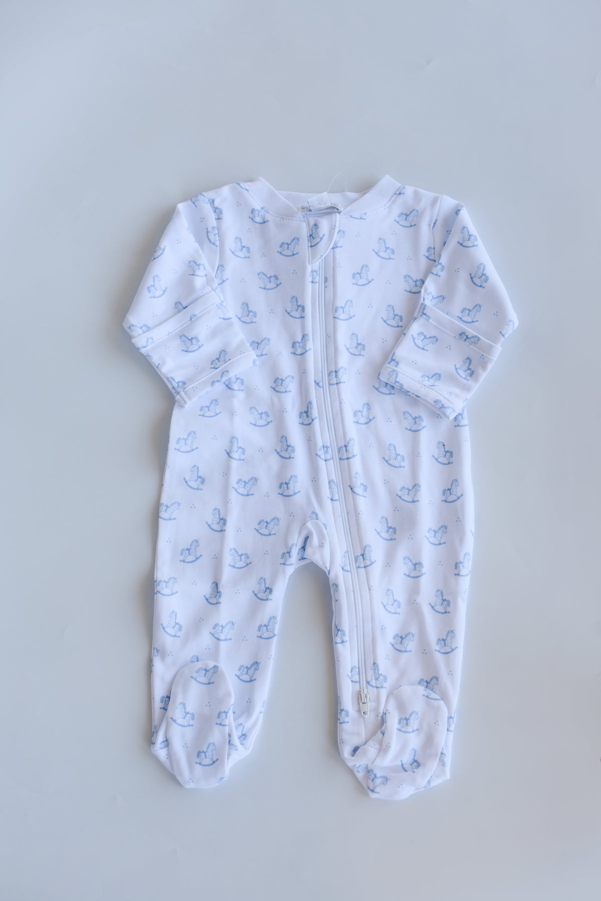 Blue Gingham Rockers Zip Footie