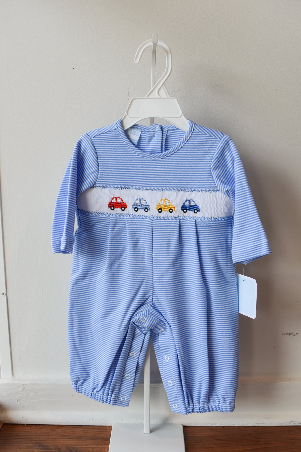 Beep Beep Blue Stripe Knit Romper