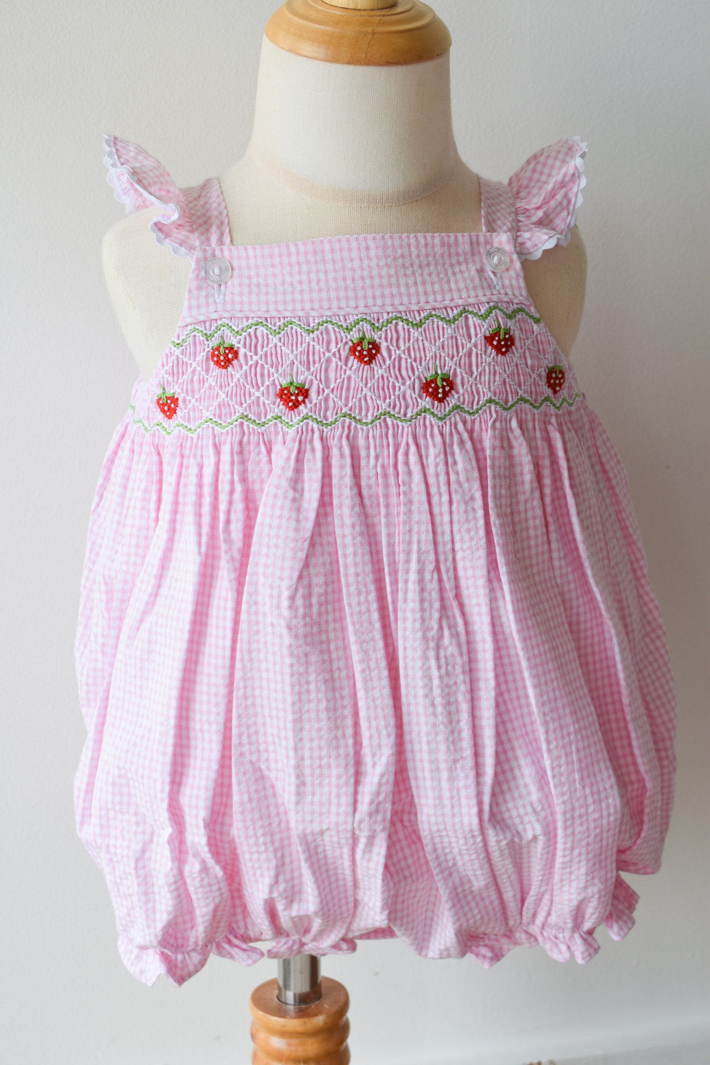 Smocked Lizzy D Bubble-Strawberries