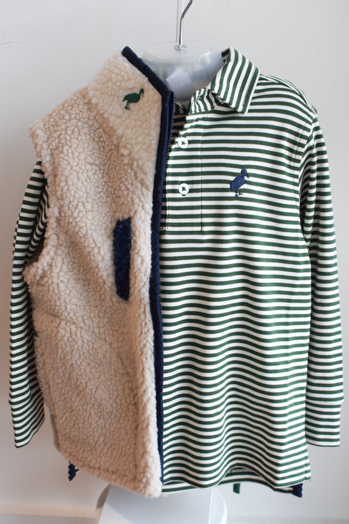 Prim and Proper Polo LS-Grier Green/Palmetto Pearl Stripe