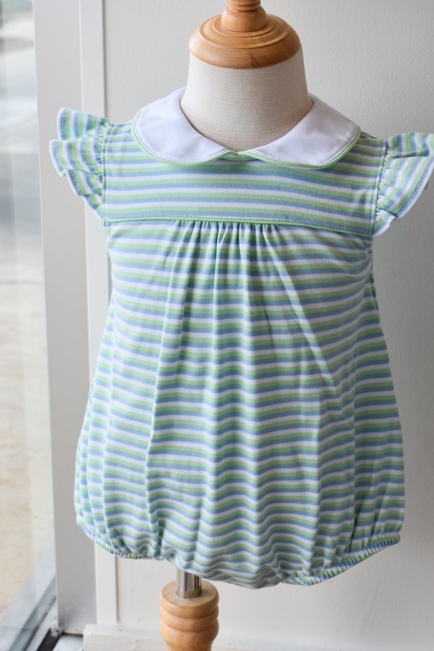 Angel Sleeve Peter Pan Bubble-Greenview Stripe