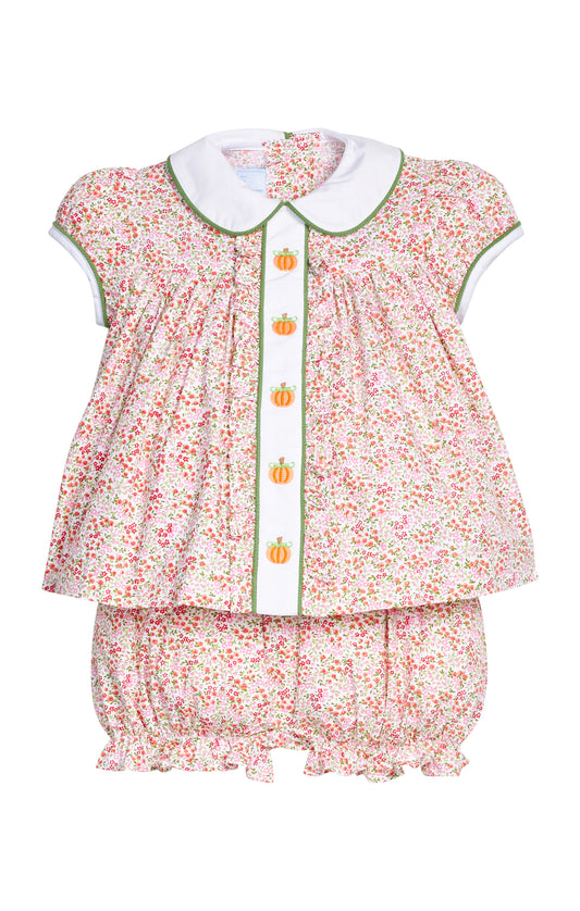 Pumpkin Embroidered Sally Bloomer Set-Autumn Grove Floral