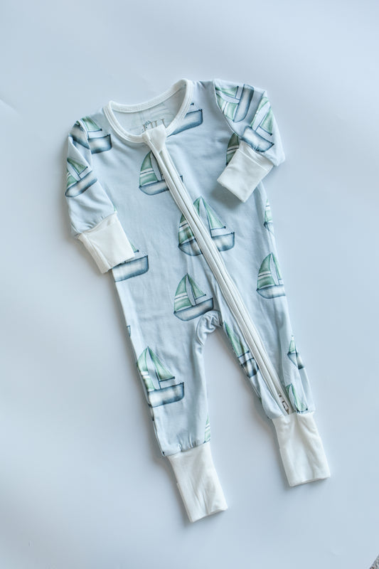 Seaside Sleepin' Boy Zipper Romper