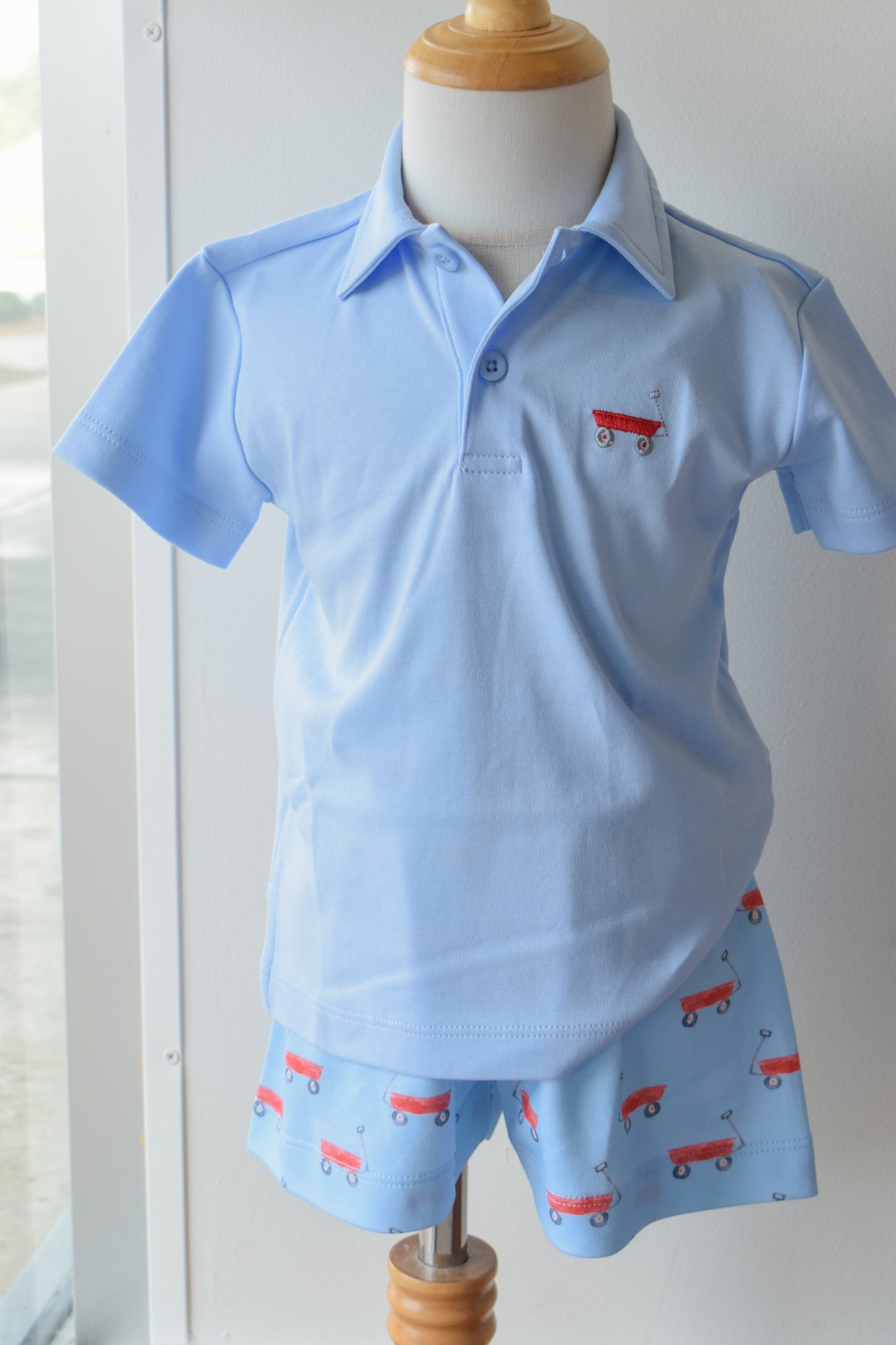 Lil Red Wagon Blue Knit Polo