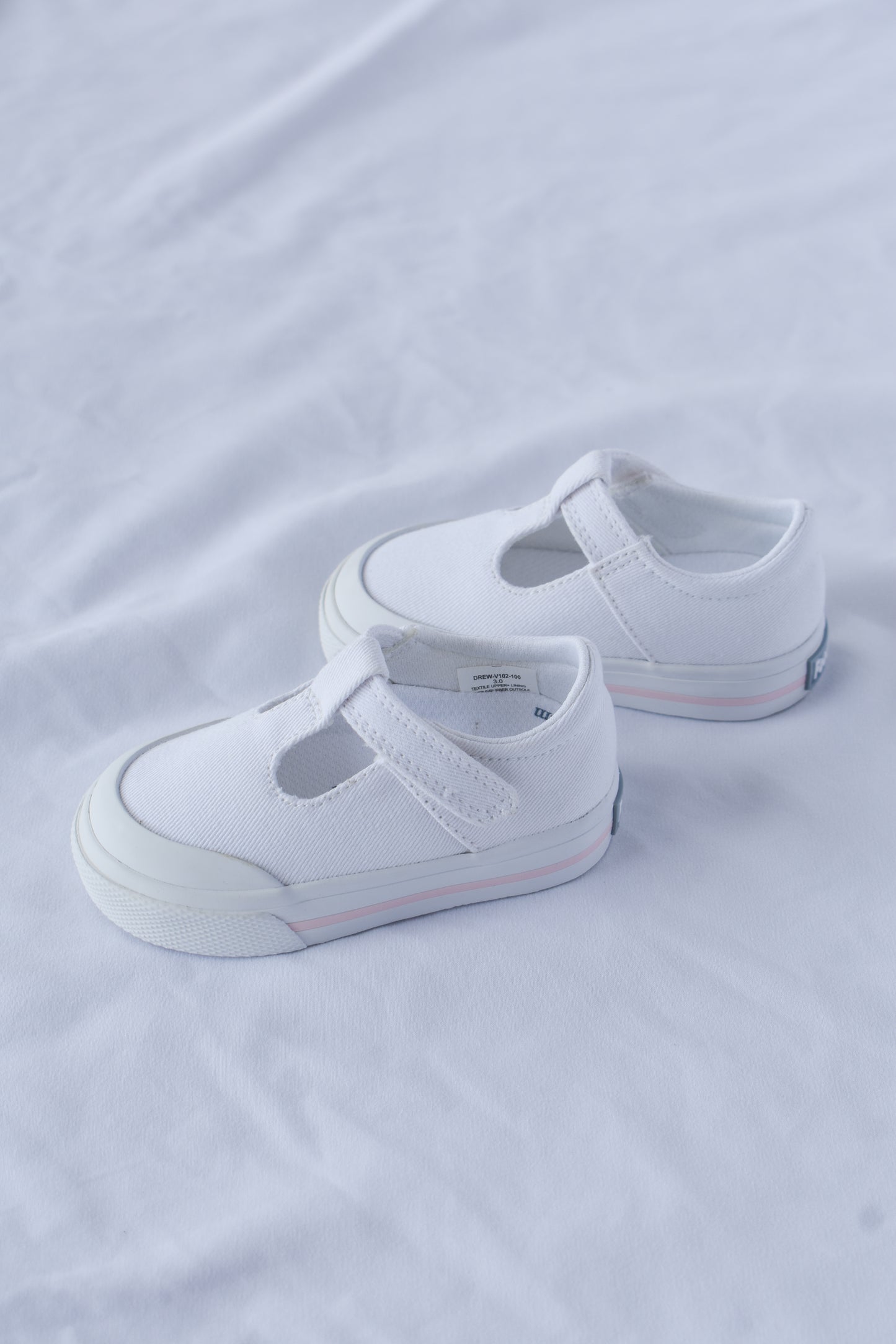 Drew White Canvas T-Strap Sneaker