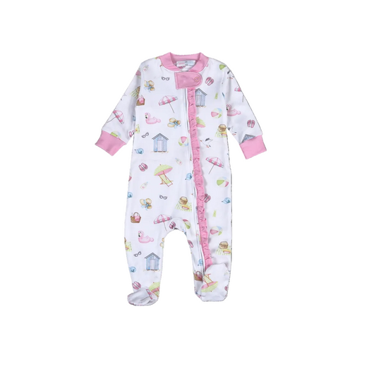 Sandy Pink Toes-Girl’s Zipper Footie